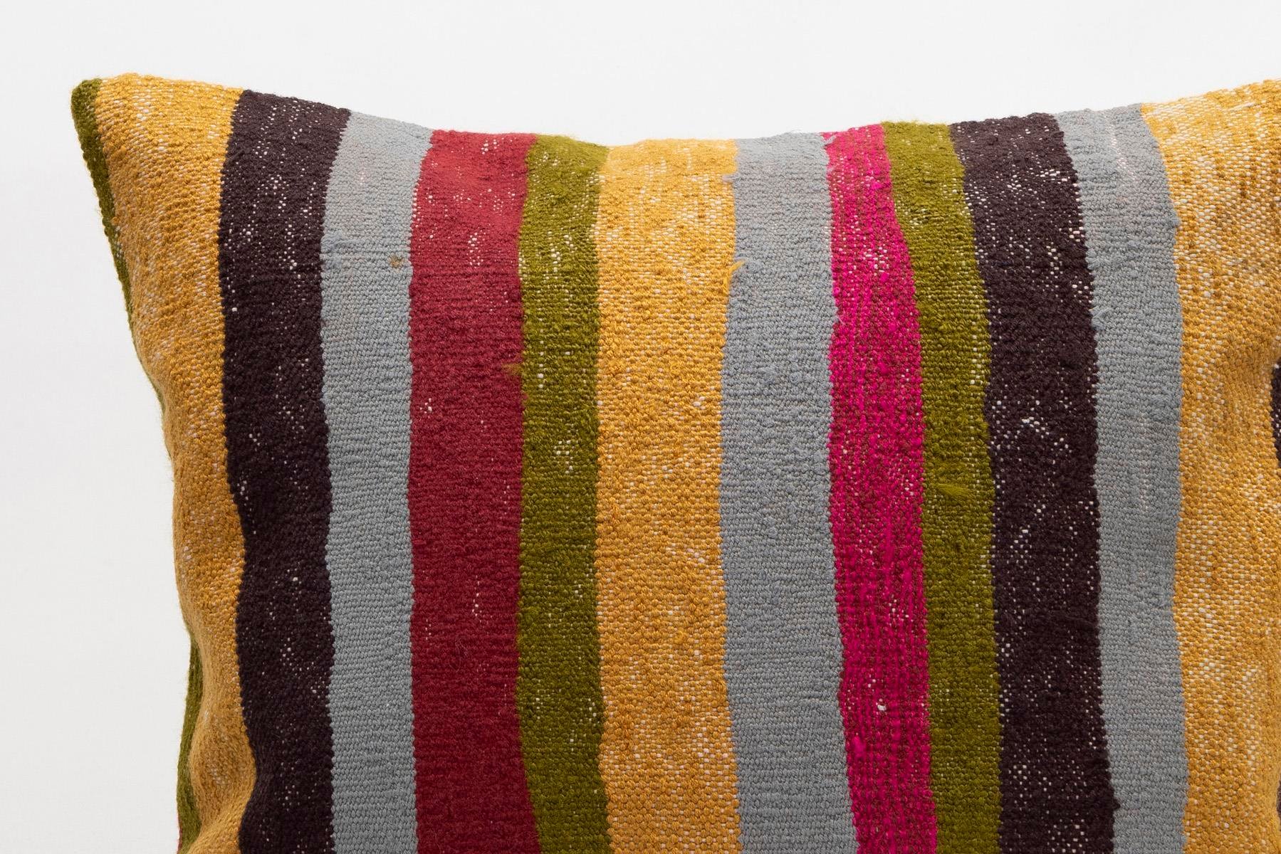 18x18 inches (45x45 cm) Kilim Pillow | KILIM WHOLESALE - Vintage Handmade Pillows - Vintage Handmade Kilim Rugs - It is 100% wool. Artistic and historical rugs. Old handwoven rugs. - Online hand woven rugs and kilim cushions sales. Shipping to a