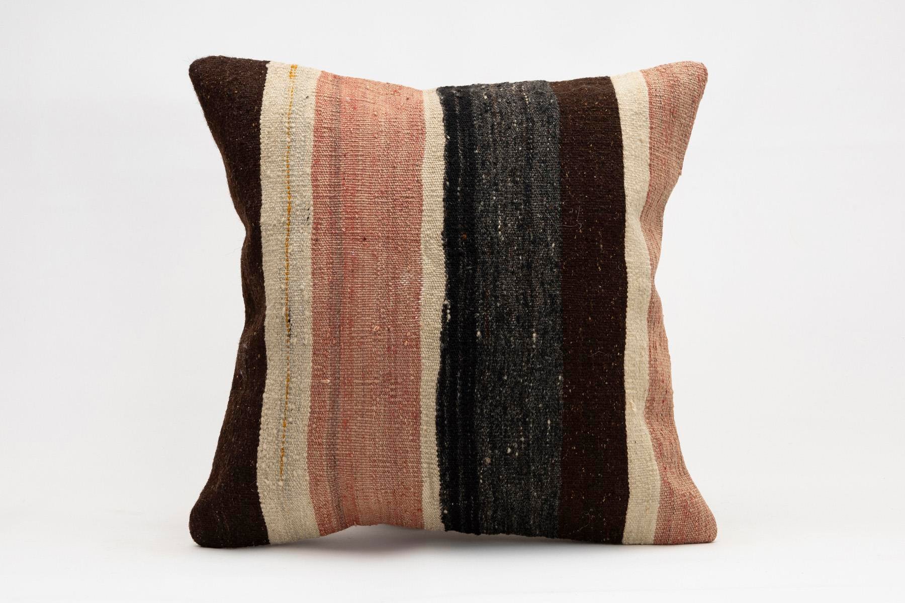 18x18 inches (45x45 cm) Kilim Pillow | KILIM WHOLESALE - Vintage Handmade Pillows - Vintage Handmade Kilim Rugs - It is 100% wool. Artistic and historical rugs. Old handwoven rugs. - Online hand woven rugs and kilim cushions sales. Shipping to a