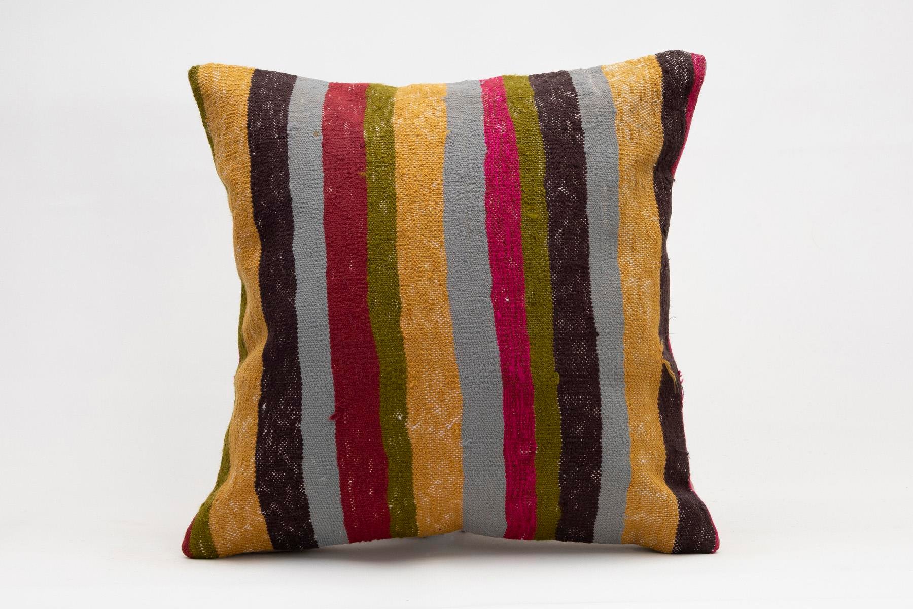 18x18 inches (45x45 cm) Kilim Pillow | KILIM WHOLESALE - Vintage Handmade Pillows - Vintage Handmade Kilim Rugs - It is 100% wool. Artistic and historical rugs. Old handwoven rugs. - Online hand woven rugs and kilim cushions sales. Shipping to a