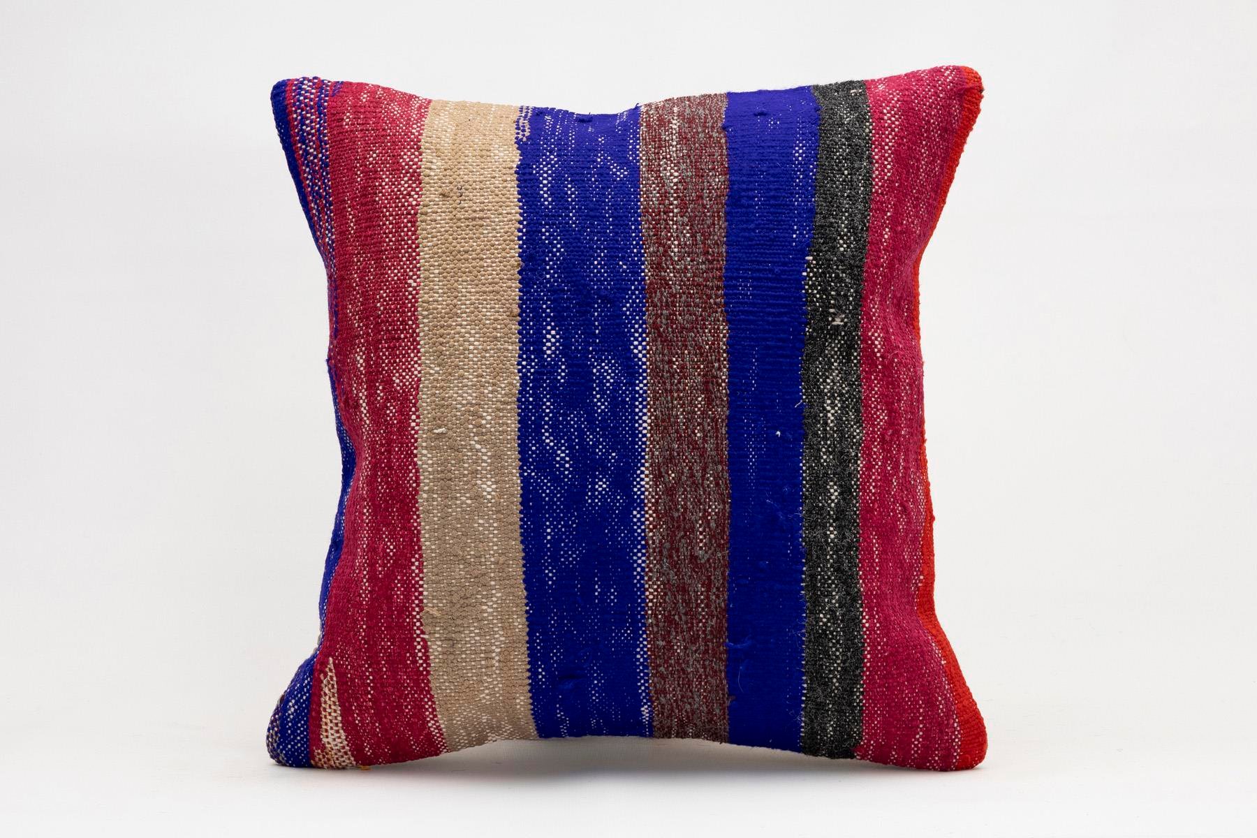 18x18 inches (45x45 cm) Kilim Pillow | KILIM WHOLESALE - Vintage Handmade Pillows - Vintage Handmade Kilim Rugs - It is 100% wool. Artistic and historical rugs. Old handwoven rugs. - Online hand woven rugs and kilim cushions sales. Shipping to a
