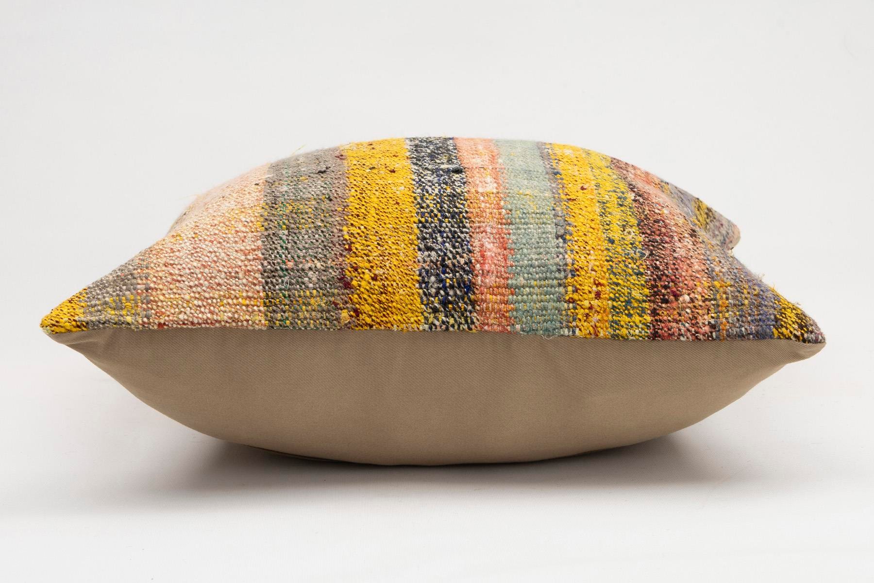 20x20 inches (50x50 cm) Kilim Pillow | KILIM WHOLESALE - Vintage Handmade Pillows - Vintage Handmade Kilim Rugs - It is 100% wool. Artistic and historical rugs. Old handwoven rugs. - Online hand woven rugs and kilim cushions sales. Shipping to a