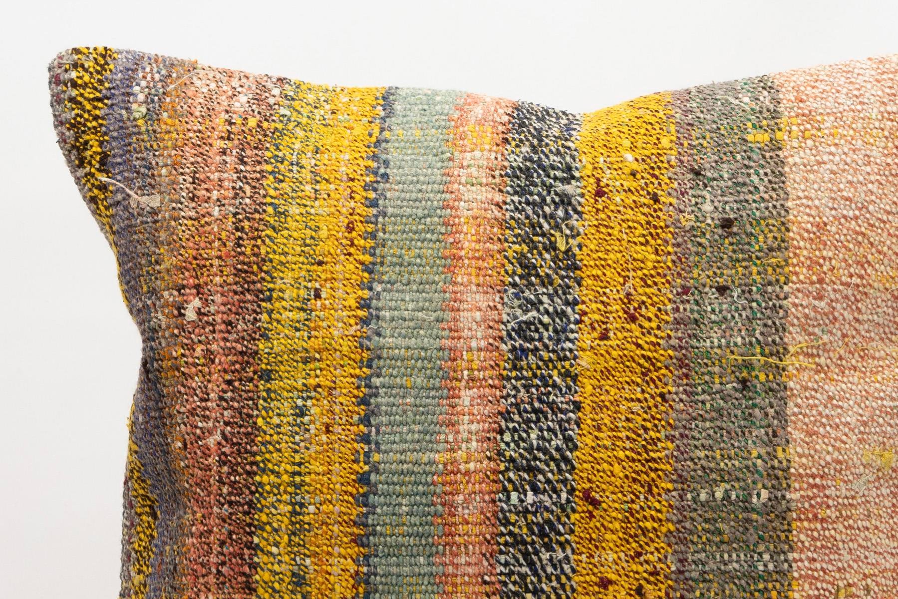 20x20 inches (50x50 cm) Kilim Pillow | KILIM WHOLESALE - Vintage Handmade Pillows - Vintage Handmade Kilim Rugs - It is 100% wool. Artistic and historical rugs. Old handwoven rugs. - Online hand woven rugs and kilim cushions sales. Shipping to a