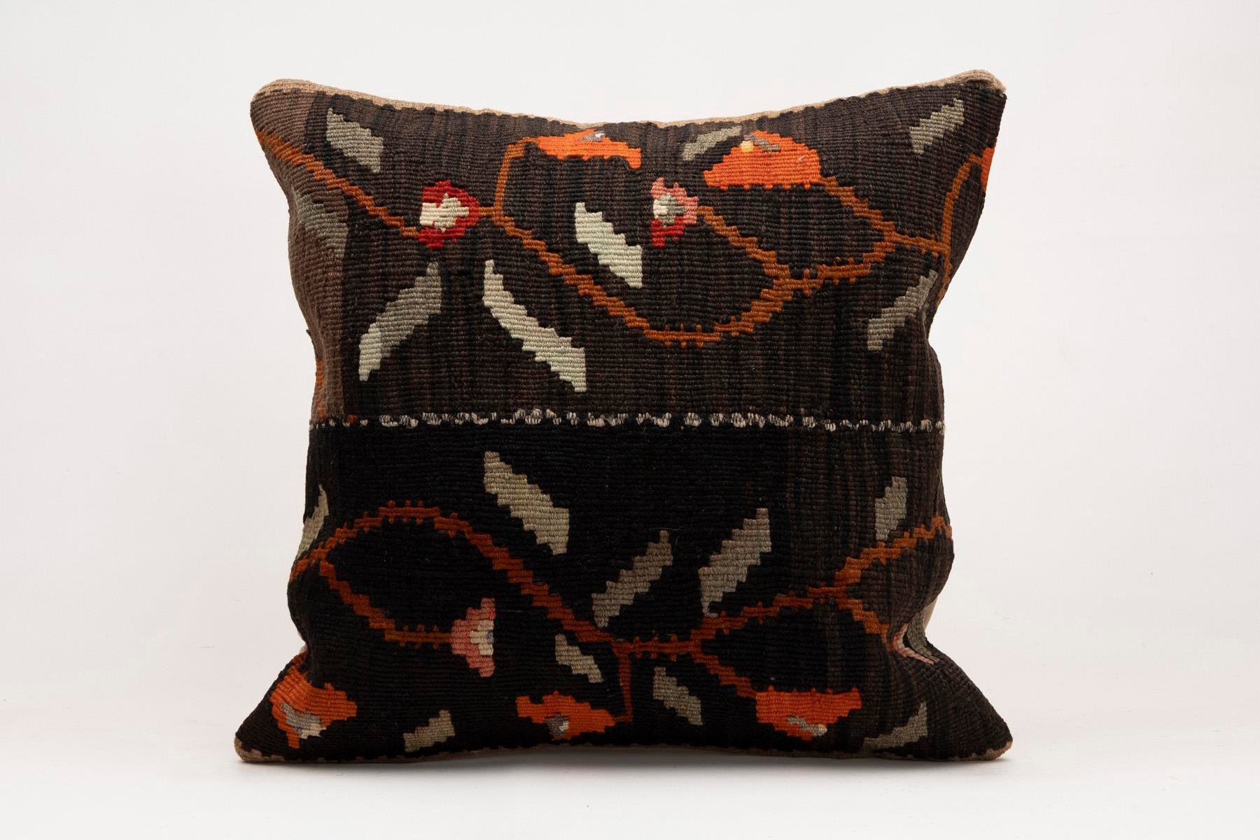 20x20 inches (50x50 cm) Kilim Pillow | KILIM WHOLESALE - Vintage Handmade Pillows - Vintage Handmade Kilim Rugs - It is 100% wool. Artistic and historical rugs. Old handwoven rugs. - Online hand woven rugs and kilim cushions sales. Shipping to a