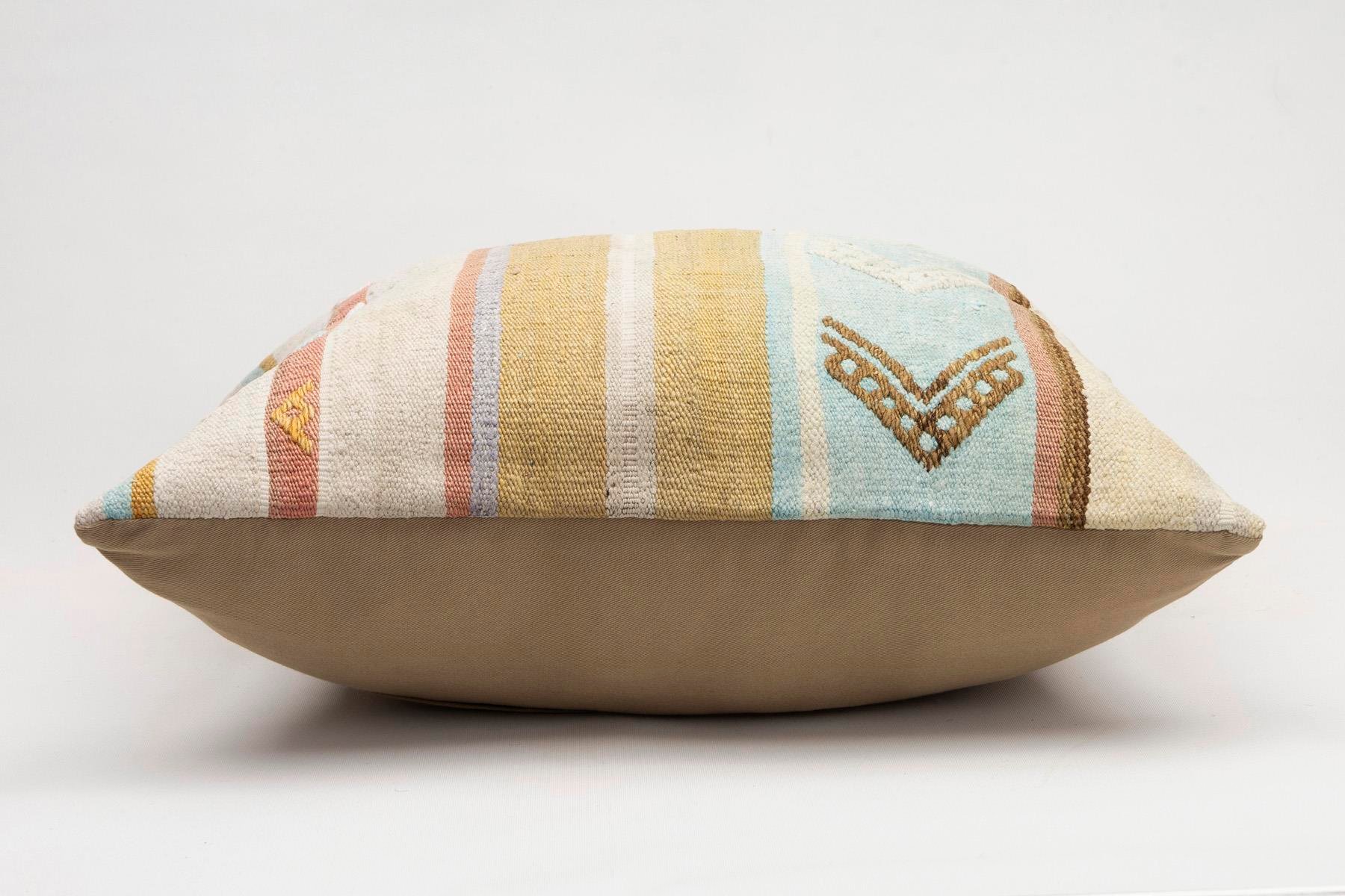 20x20 inches (50x50 cm) Kilim Pillow | KILIM WHOLESALE - Vintage Handmade Pillows - Vintage Handmade Kilim Rugs - It is 100% wool. Artistic and historical rugs. Old handwoven rugs. - Online hand woven rugs and kilim cushions sales. Shipping to a