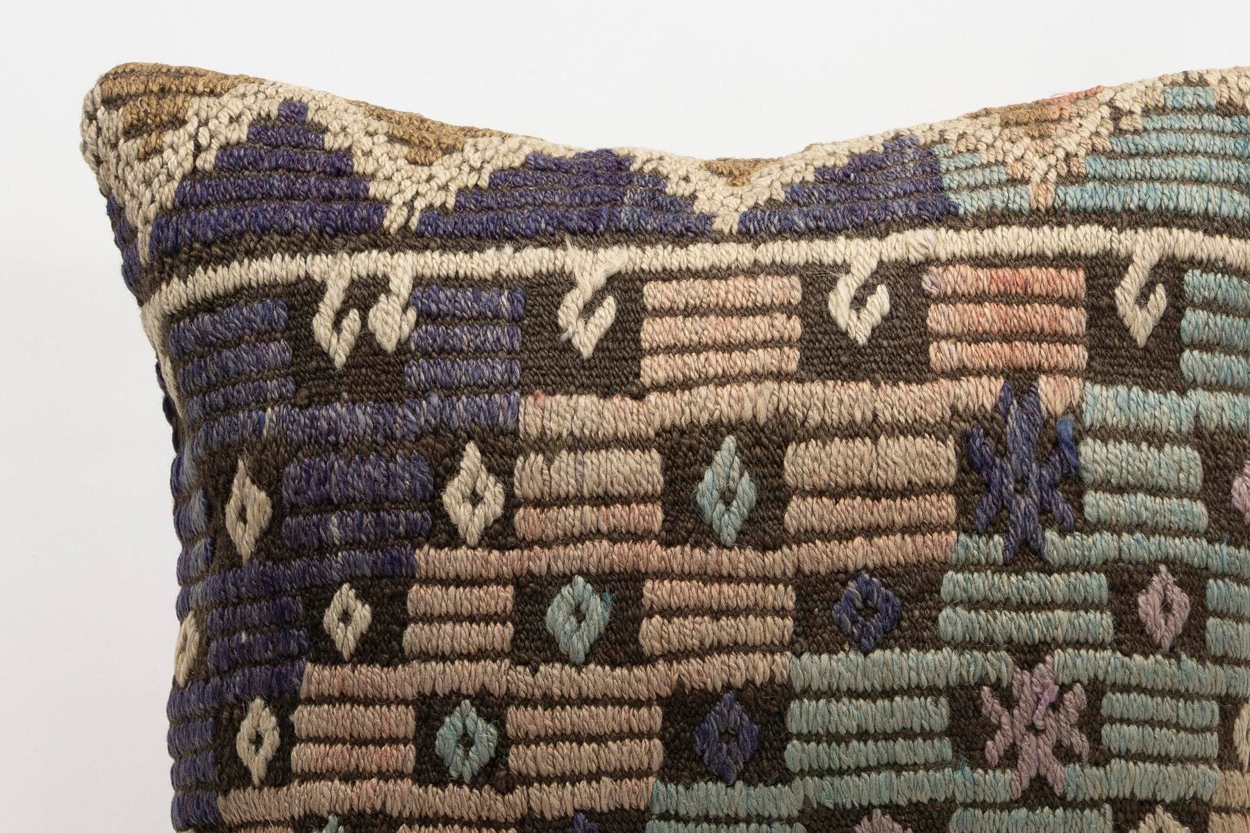 20x20 inches (50x50 cm) Kilim Pillow | KILIM WHOLESALE - Vintage Handmade Pillows - Vintage Handmade Kilim Rugs - It is 100% wool. Artistic and historical rugs. Old handwoven rugs. - Online hand woven rugs and kilim cushions sales. Shipping to a