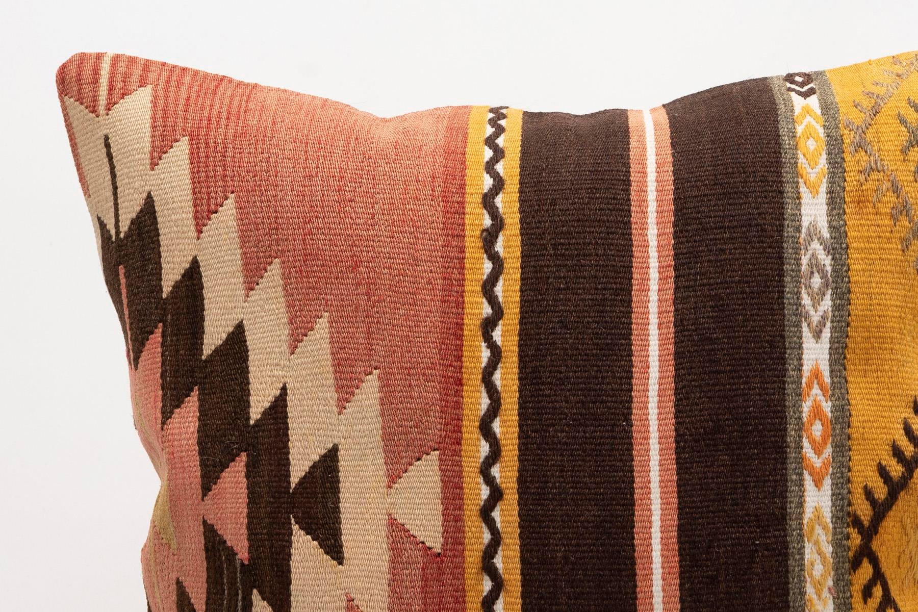 20x20 inches (50x50 cm) Kilim Pillow | KILIM WHOLESALE - Vintage Handmade Pillows - Vintage Handmade Kilim Rugs - It is 100% wool. Artistic and historical rugs. Old handwoven rugs. - Online hand woven rugs and kilim cushions sales. Shipping to a