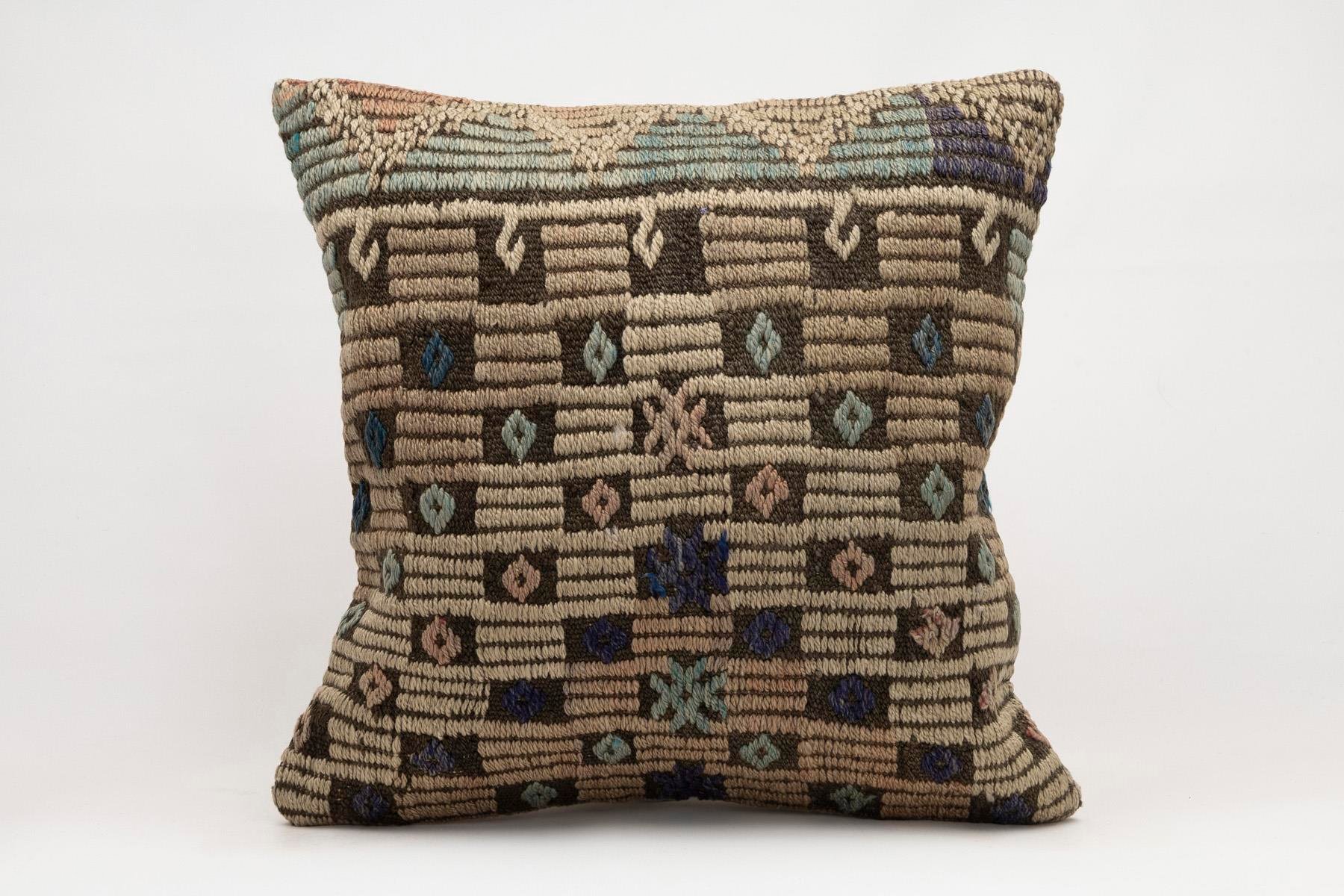20x20 inches (50x50 cm) Kilim Pillow | KILIM WHOLESALE - Vintage Handmade Pillows - Vintage Handmade Kilim Rugs - It is 100% wool. Artistic and historical rugs. Old handwoven rugs. - Online hand woven rugs and kilim cushions sales. Shipping to a