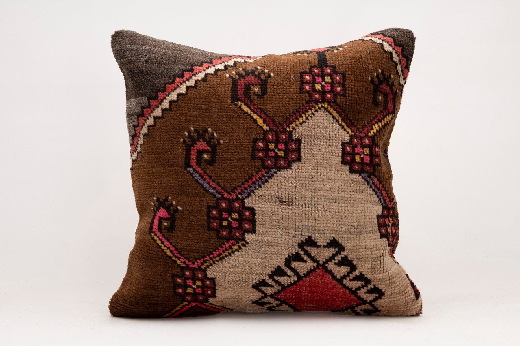 20x20 inches (50x50 cm) Kilim Pillow | KILIM WHOLESALE - Vintage Handmade Pillows - Vintage Handmade Kilim Rugs - It is 100% wool. Artistic and historical rugs. Old handwoven rugs. - Online hand woven rugs and kilim cushions sales. Shipping to a