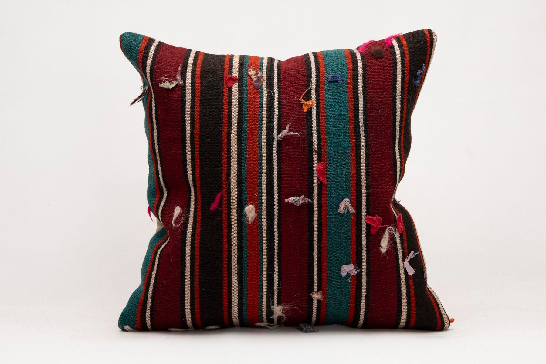 20x20 inches (50x50 cm) Kilim Pillow | KILIM WHOLESALE - Vintage Handmade Pillows - Vintage Handmade Kilim Rugs - It is 100% wool. Artistic and historical rugs. Old handwoven rugs. - Online hand woven rugs and kilim cushions sales. Shipping to a