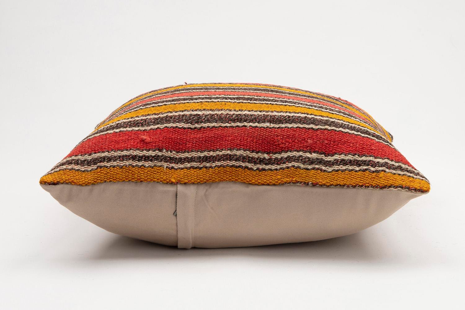 20x20 inches (50x50 cm) Kilim Pillow | KILIM WHOLESALE - Vintage Handmade Pillows - Vintage Handmade Kilim Rugs - It is 100% wool. Artistic and historical rugs. Old handwoven rugs. - Online hand woven rugs and kilim cushions sales. Shipping to a
