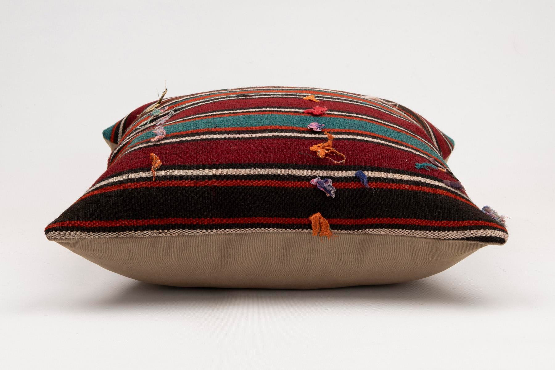 20x20 inches (50x50 cm) Kilim Pillow | KILIM WHOLESALE - Vintage Handmade Pillows - Vintage Handmade Kilim Rugs - It is 100% wool. Artistic and historical rugs. Old handwoven rugs. - Online hand woven rugs and kilim cushions sales. Shipping to a