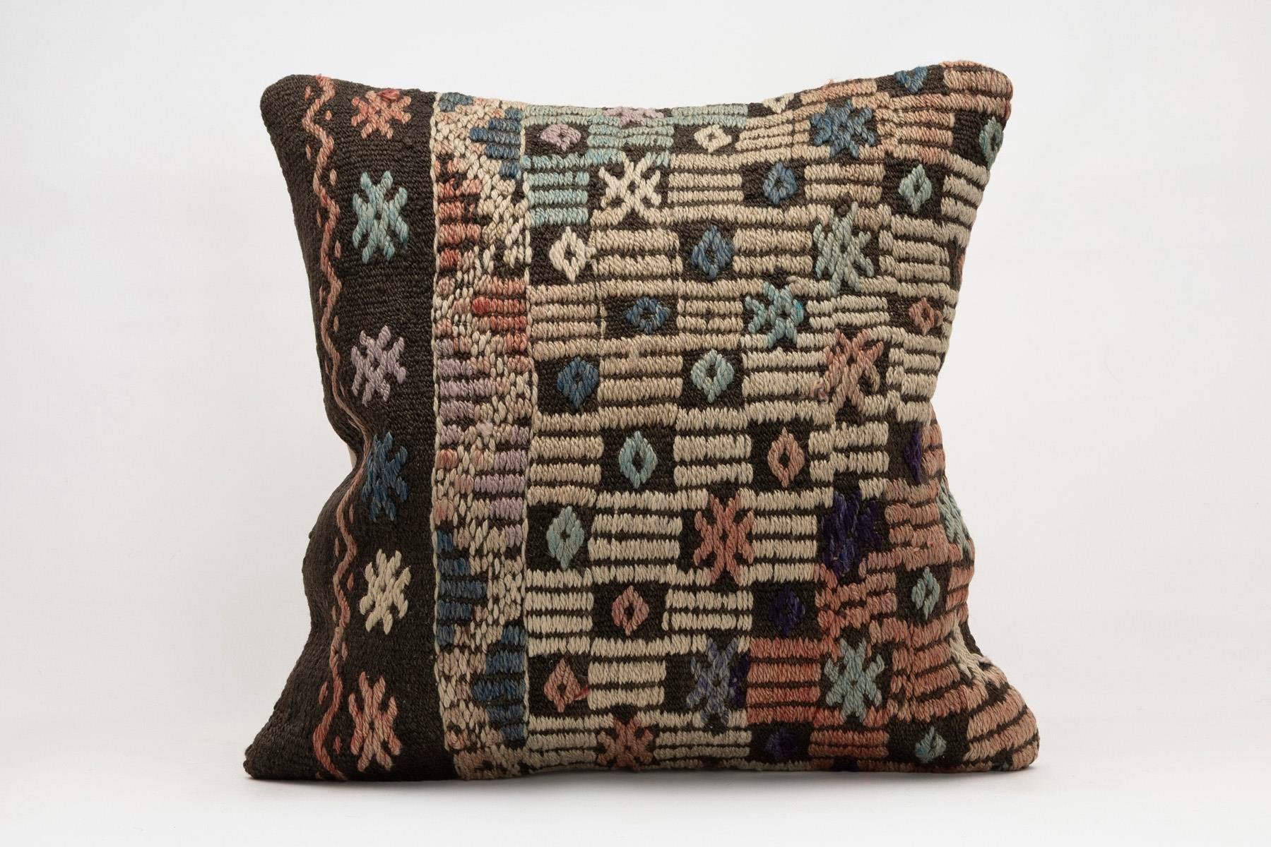 20x20 inches (50x50 cm) Kilim Pillow | KILIM WHOLESALE - Vintage Handmade Pillows - Vintage Handmade Kilim Rugs - It is 100% wool. Artistic and historical rugs. Old handwoven rugs. - Online hand woven rugs and kilim cushions sales. Shipping to a