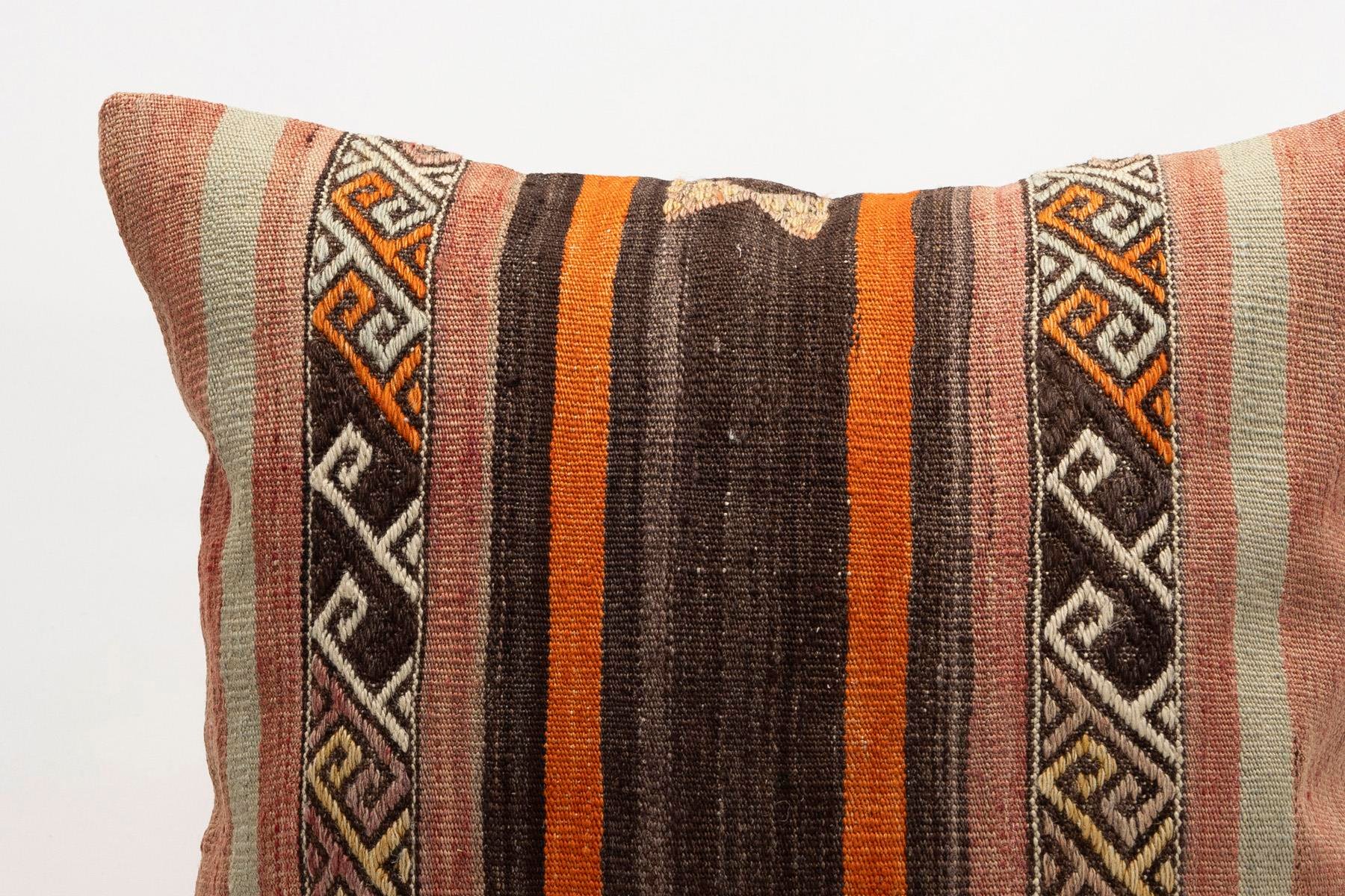 20x20 inches (50x50 cm) Kilim Pillow | KILIM WHOLESALE - Vintage Handmade Pillows - Vintage Handmade Kilim Rugs - It is 100% wool. Artistic and historical rugs. Old handwoven rugs. - Online hand woven rugs and kilim cushions sales. Shipping to a