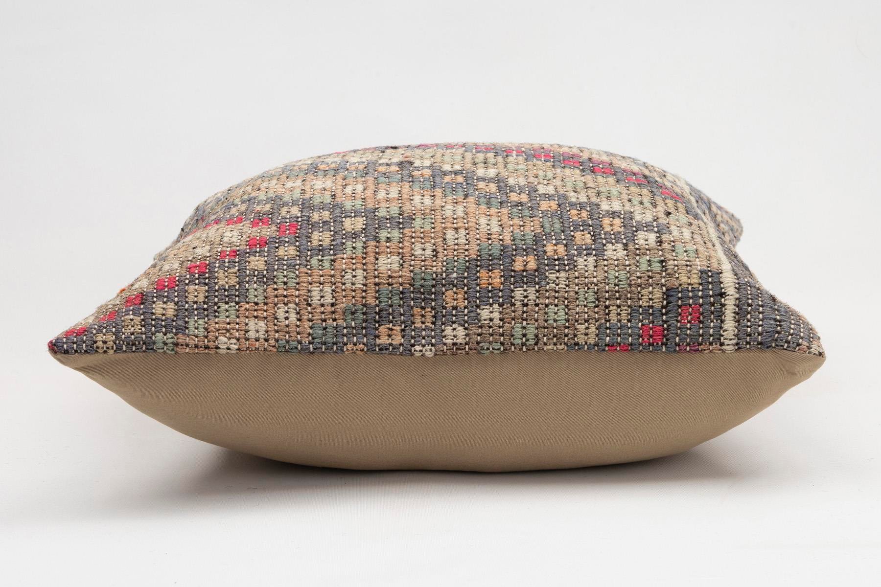 20x20 inches (50x50 cm) Kilim Pillow | KILIM WHOLESALE - Vintage Handmade Pillows - Vintage Handmade Kilim Rugs - It is 100% wool. Artistic and historical rugs. Old handwoven rugs. - Online hand woven rugs and kilim cushions sales. Shipping to a