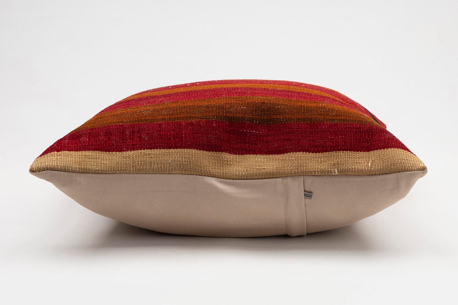 20x20 inches (50x50 cm) Kilim Pillow | KILIM WHOLESALE - Vintage Handmade Pillows - Vintage Handmade Kilim Rugs - It is 100% wool. Artistic and historical rugs. Old handwoven rugs. - Online hand woven rugs and kilim cushions sales. Shipping to a