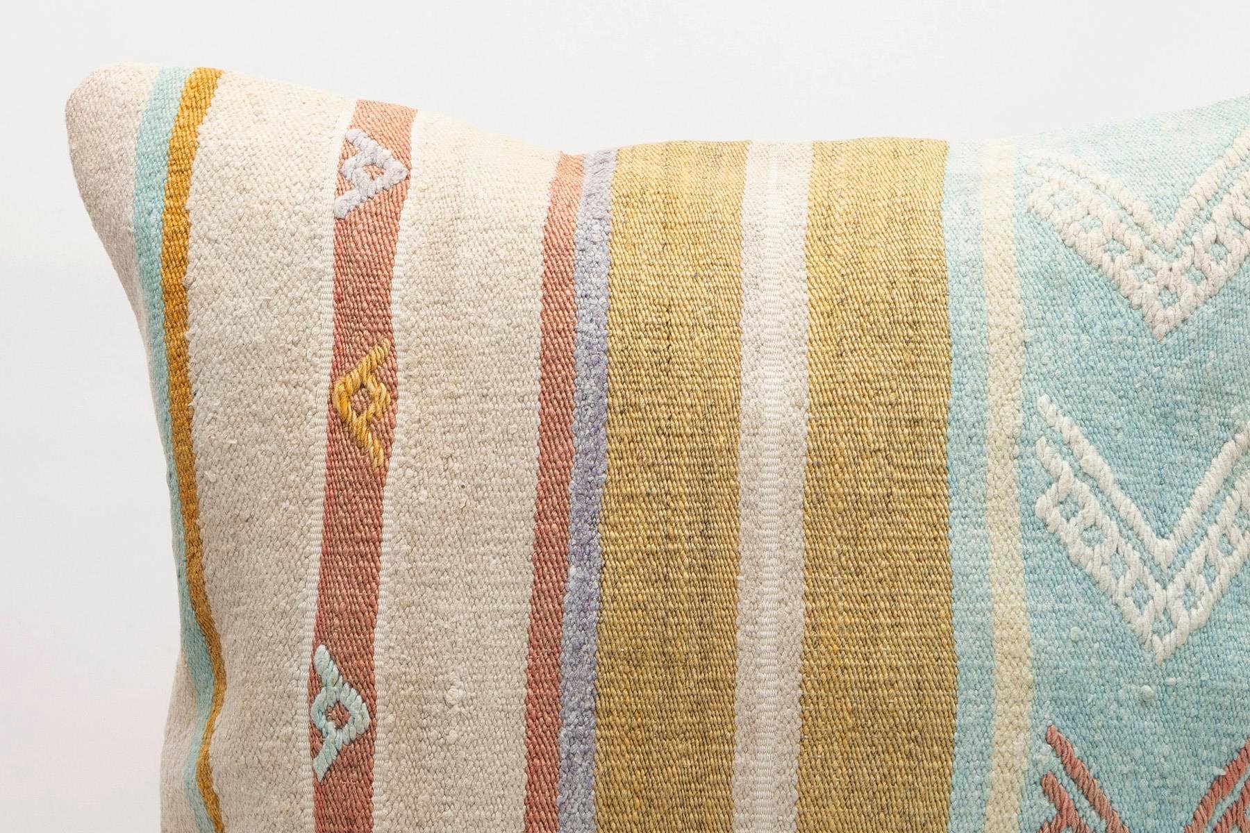 20x20 inches (50x50 cm) Kilim Pillow | KILIM WHOLESALE - Vintage Handmade Pillows - Vintage Handmade Kilim Rugs - It is 100% wool. Artistic and historical rugs. Old handwoven rugs. - Online hand woven rugs and kilim cushions sales. Shipping to a