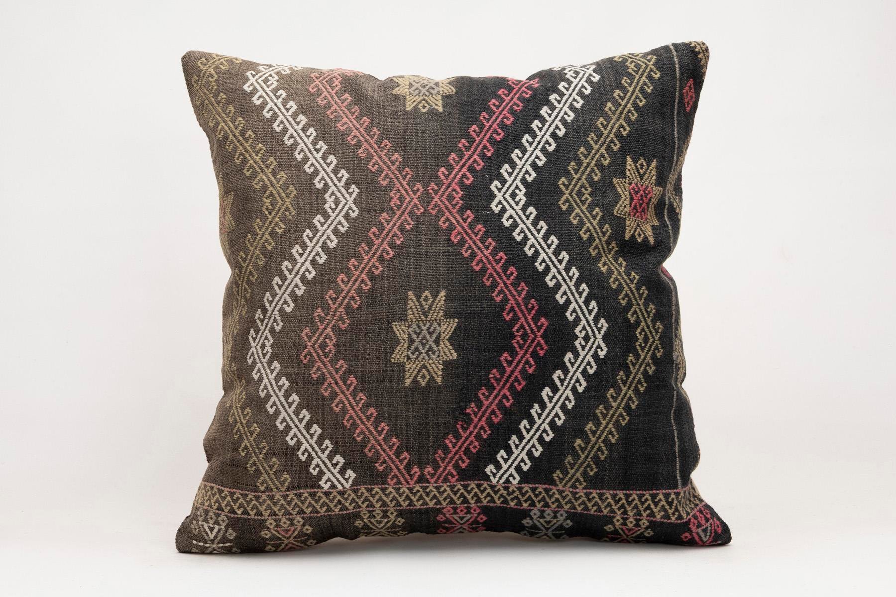 20x20 inches (50x50 cm) Kilim Pillow | KILIM WHOLESALE - Vintage Handmade Pillows - Vintage Handmade Kilim Rugs - It is 100% wool. Artistic and historical rugs. Old handwoven rugs. - Online hand woven rugs and kilim cushions sales. Shipping to a