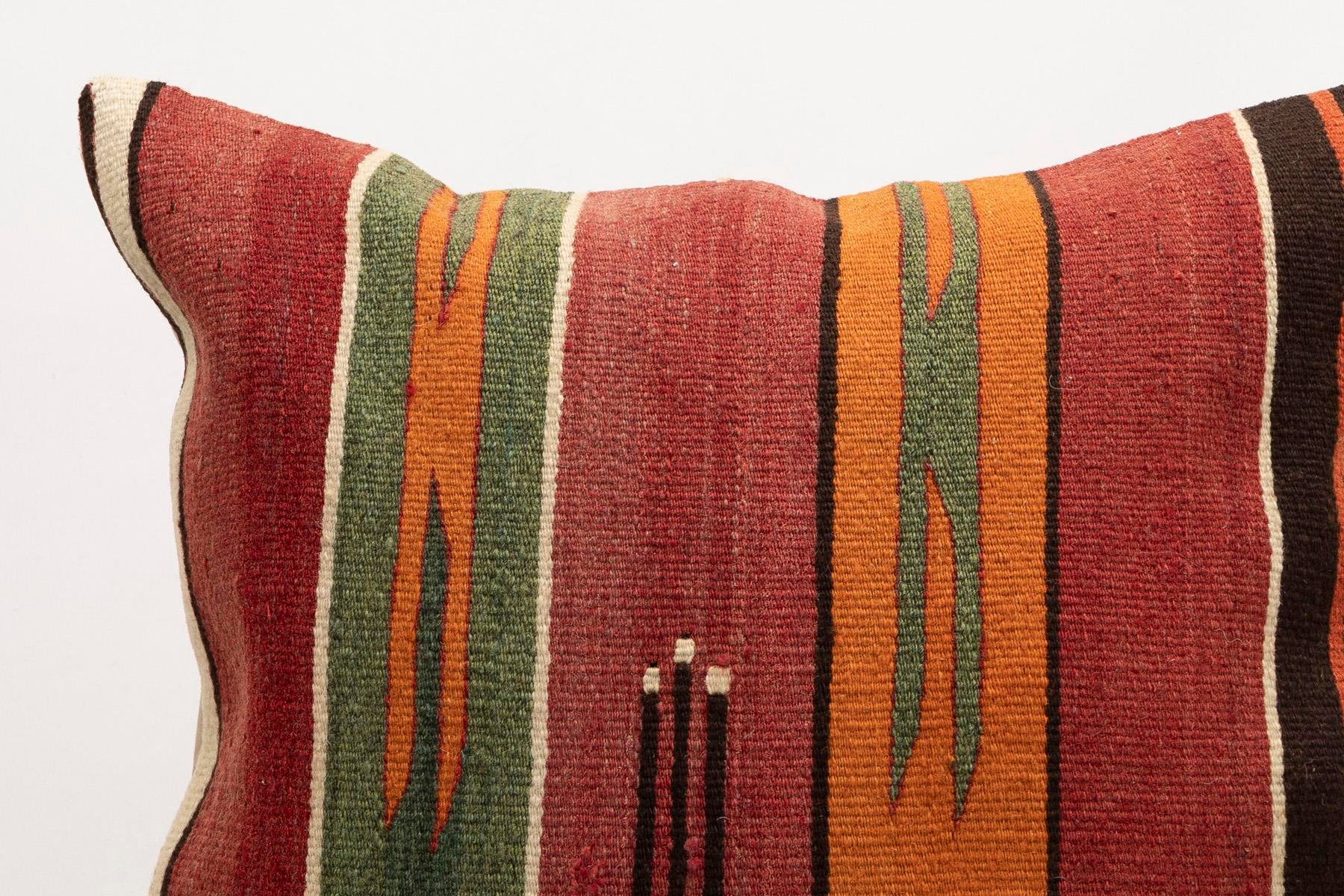 20x20 inches (50x50 cm) Kilim Pillow | KILIM WHOLESALE - Vintage Handmade Pillows - Vintage Handmade Kilim Rugs - It is 100% wool. Artistic and historical rugs. Old handwoven rugs. - Online hand woven rugs and kilim cushions sales. Shipping to a