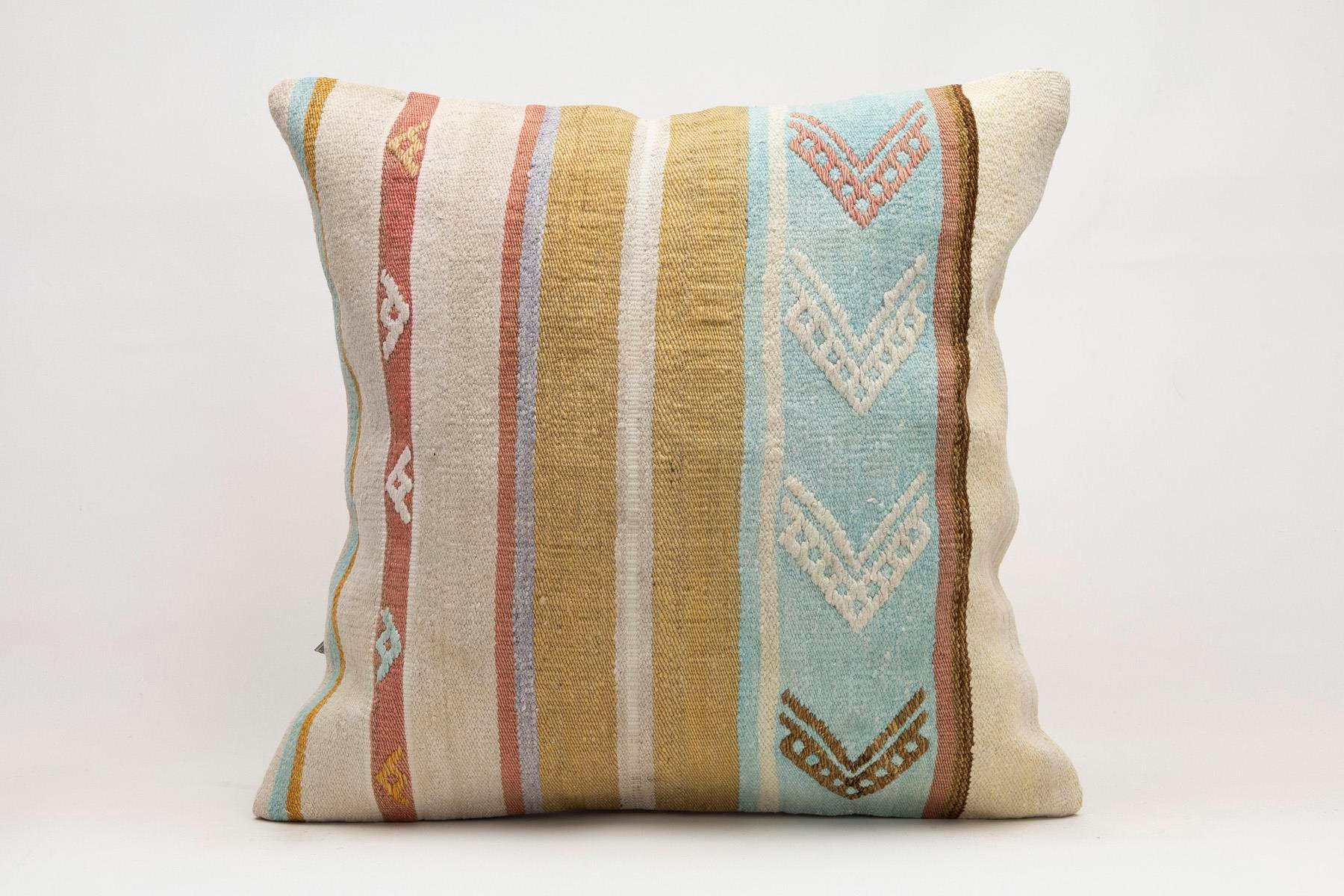 20x20 inches (50x50 cm) Kilim Pillow | KILIM WHOLESALE - Vintage Handmade Pillows - Vintage Handmade Kilim Rugs - It is 100% wool. Artistic and historical rugs. Old handwoven rugs. - Online hand woven rugs and kilim cushions sales. Shipping to a