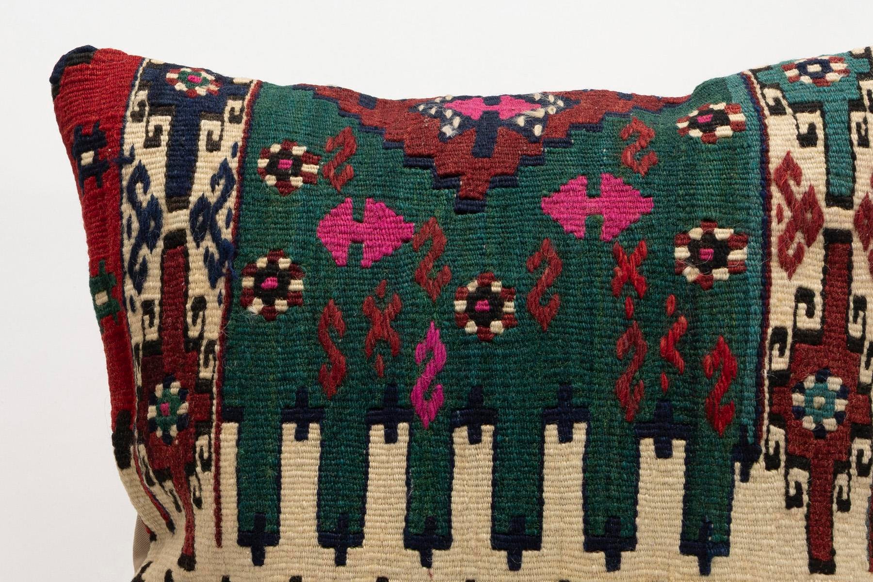 20x20 inches (50x50 cm) Kilim Pillow | KILIM WHOLESALE - Vintage Handmade Pillows - Vintage Handmade Kilim Rugs - It is 100% wool. Artistic and historical rugs. Old handwoven rugs. - Online hand woven rugs and kilim cushions sales. Shipping to a