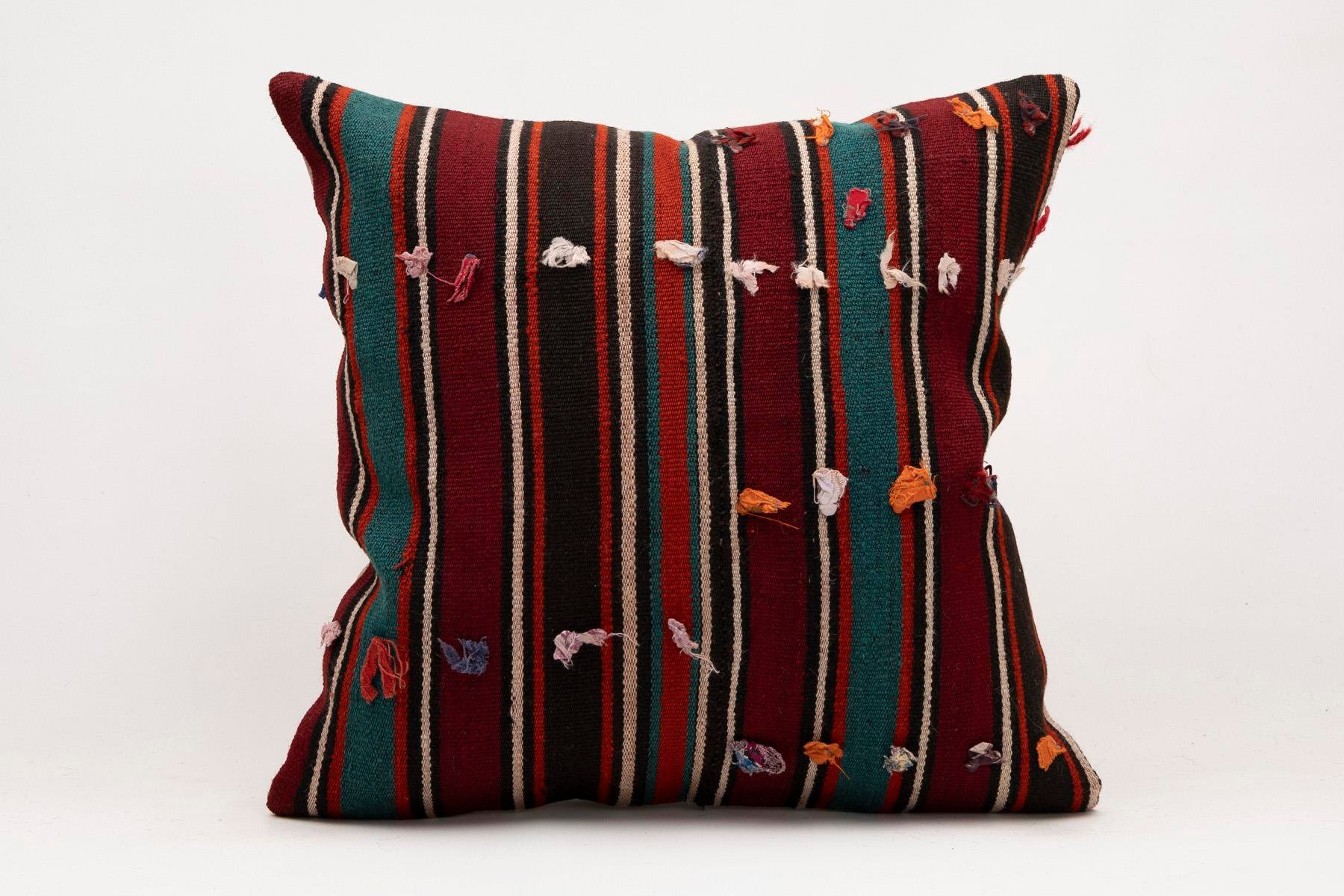 20x20 inches (50x50 cm) Kilim Pillow | KILIM WHOLESALE - Vintage Handmade Pillows - Vintage Handmade Kilim Rugs - It is 100% wool. Artistic and historical rugs. Old handwoven rugs. - Online hand woven rugs and kilim cushions sales. Shipping to a