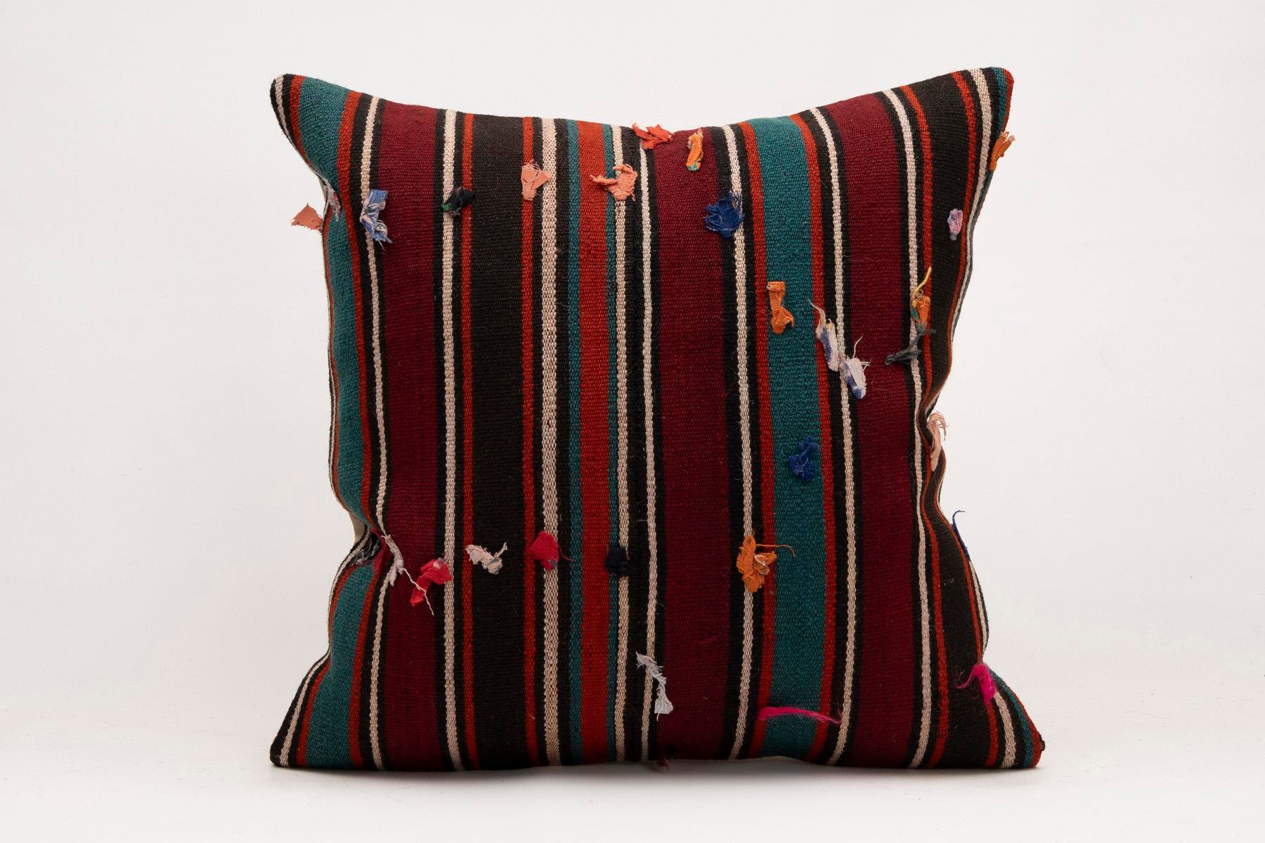 20x20 inches (50x50 cm) Kilim Pillow | KILIM WHOLESALE - Vintage Handmade Pillows - Vintage Handmade Kilim Rugs - It is 100% wool. Artistic and historical rugs. Old handwoven rugs. - Online hand woven rugs and kilim cushions sales. Shipping to a