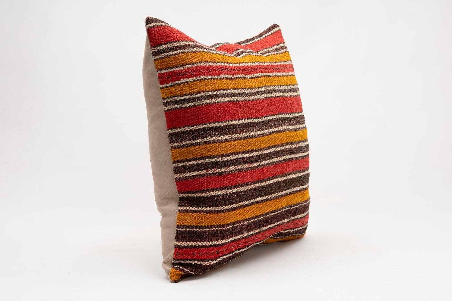 20x20 inches (50x50 cm) Kilim Pillow | KILIM WHOLESALE - Vintage Handmade Pillows - Vintage Handmade Kilim Rugs - It is 100% wool. Artistic and historical rugs. Old handwoven rugs. - Online hand woven rugs and kilim cushions sales. Shipping to a