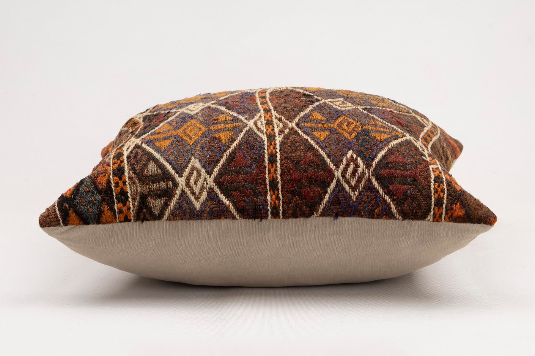 20x20 inches (50x50 cm) Kilim Pillow | KILIM WHOLESALE - Vintage Handmade Pillows - Vintage Handmade Kilim Rugs - It is 100% wool. Artistic and historical rugs. Old handwoven rugs. - Online hand woven rugs and kilim cushions sales. Shipping to a