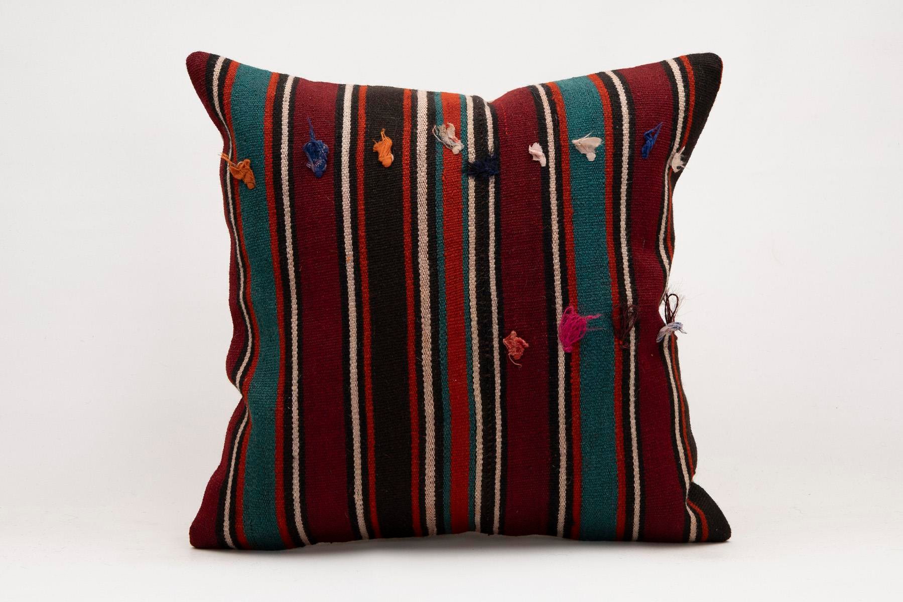 20x20 inches (50x50 cm) Kilim Pillow | KILIM WHOLESALE - Vintage Handmade Pillows - Vintage Handmade Kilim Rugs - It is 100% wool. Artistic and historical rugs. Old handwoven rugs. - Online hand woven rugs and kilim cushions sales. Shipping to a