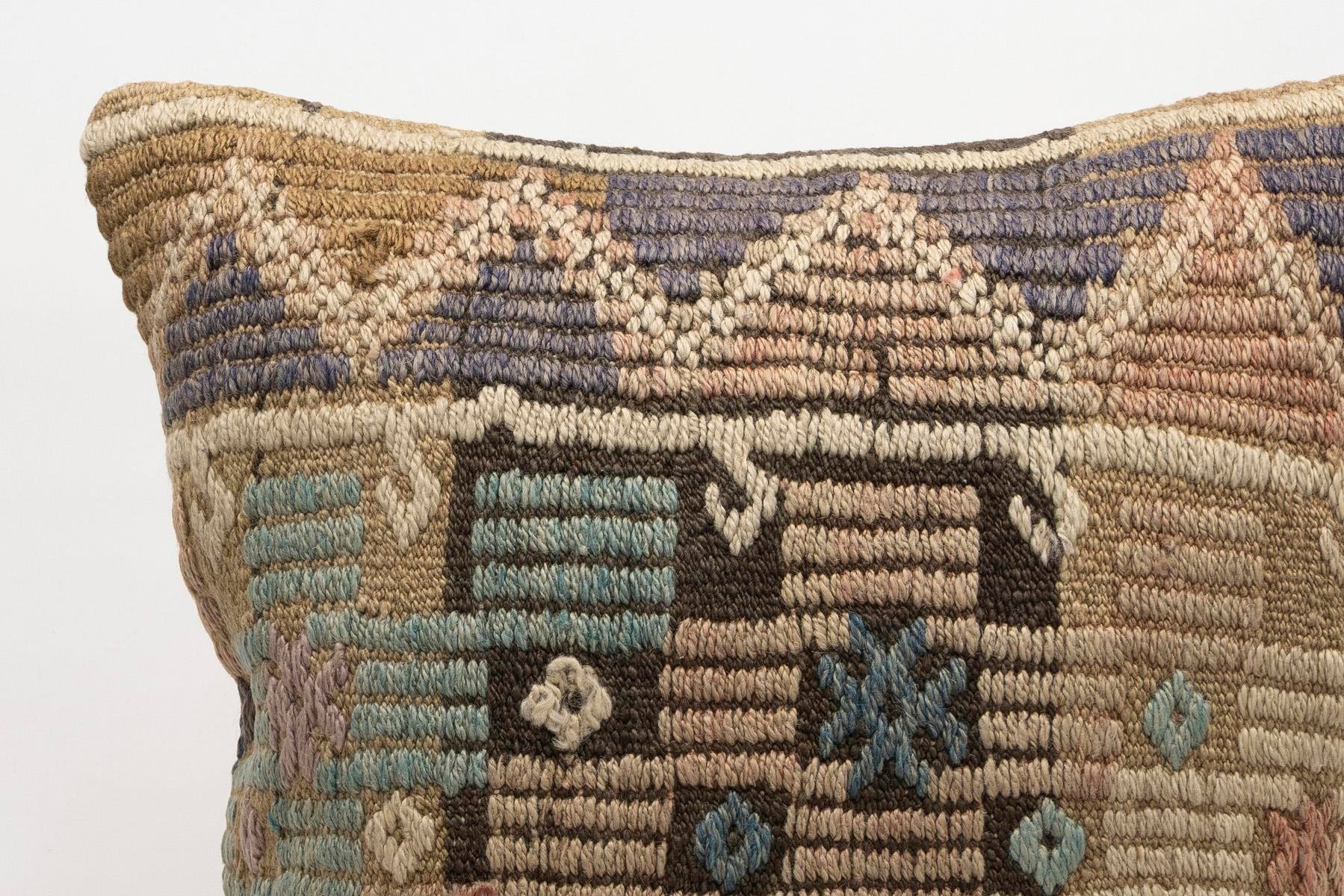 20x20 inches (50x50 cm) Kilim Pillow | KILIM WHOLESALE - Vintage Handmade Pillows - Vintage Handmade Kilim Rugs - It is 100% wool. Artistic and historical rugs. Old handwoven rugs. - Online hand woven rugs and kilim cushions sales. Shipping to a