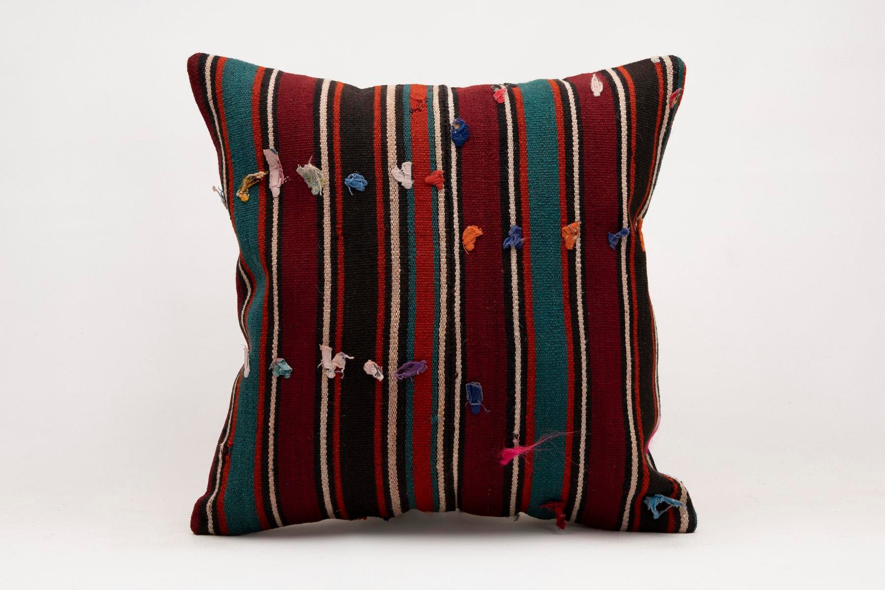 20x20 inches (50x50 cm) Kilim Pillow | KILIM WHOLESALE - Vintage Handmade Pillows - Vintage Handmade Kilim Rugs - It is 100% wool. Artistic and historical rugs. Old handwoven rugs. - Online hand woven rugs and kilim cushions sales. Shipping to a