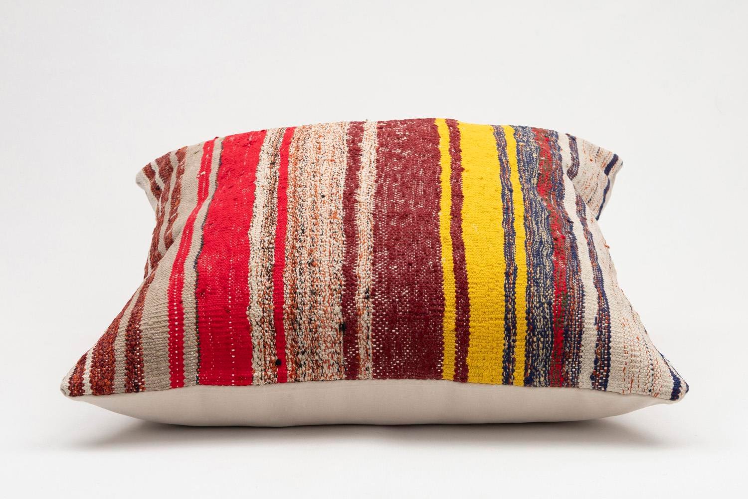 20x20 inches (50x50 cm) Kilim Pillow | KILIM WHOLESALE - Vintage Handmade Pillows - Vintage Handmade Kilim Rugs - It is 100% wool. Artistic and historical rugs. Old handwoven rugs. - Online hand woven rugs and kilim cushions sales. Shipping to a
