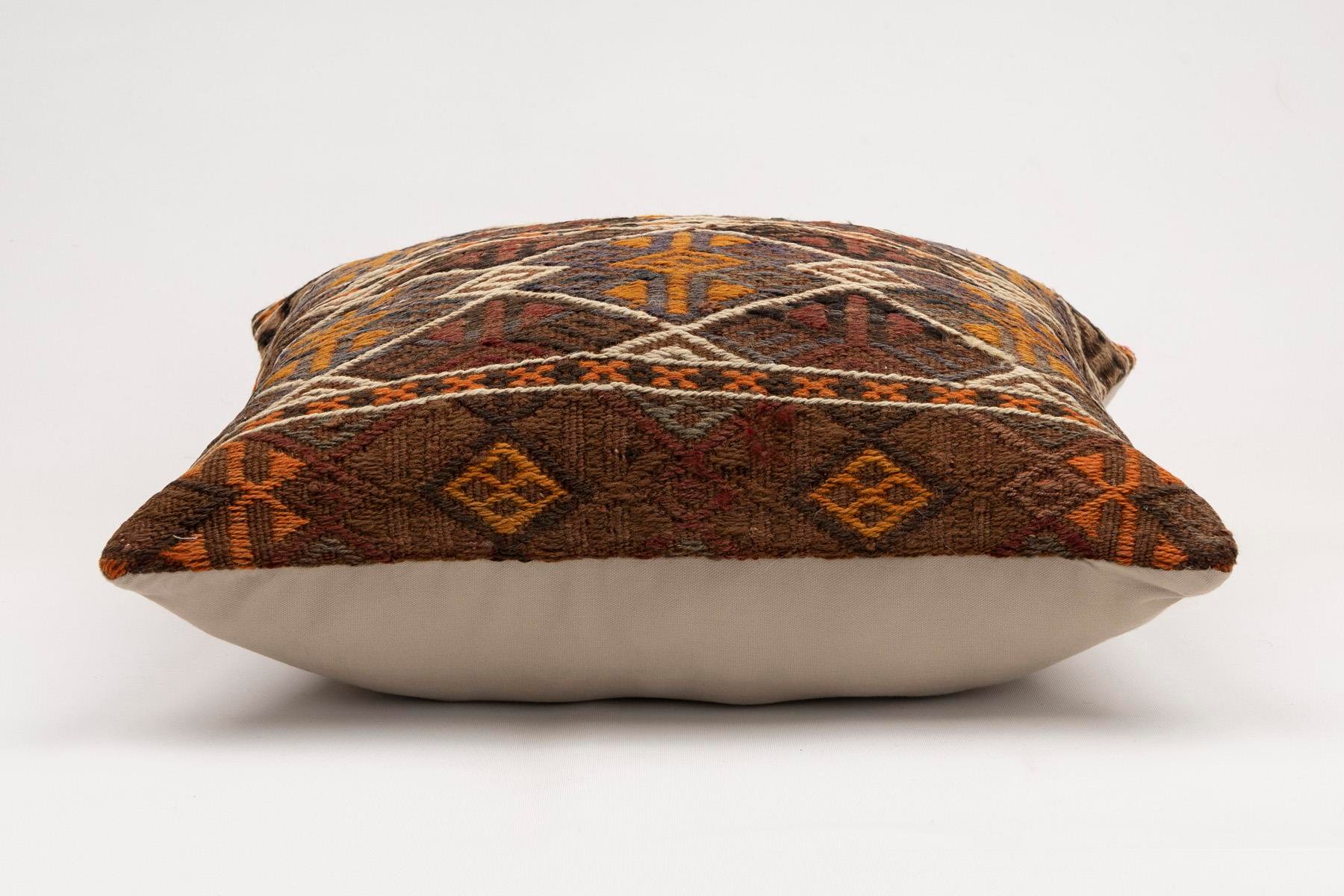 20x20 inches (50x50 cm) Kilim Pillow | KILIM WHOLESALE - Vintage Handmade Pillows - Vintage Handmade Kilim Rugs - It is 100% wool. Artistic and historical rugs. Old handwoven rugs. - Online hand woven rugs and kilim cushions sales. Shipping to a