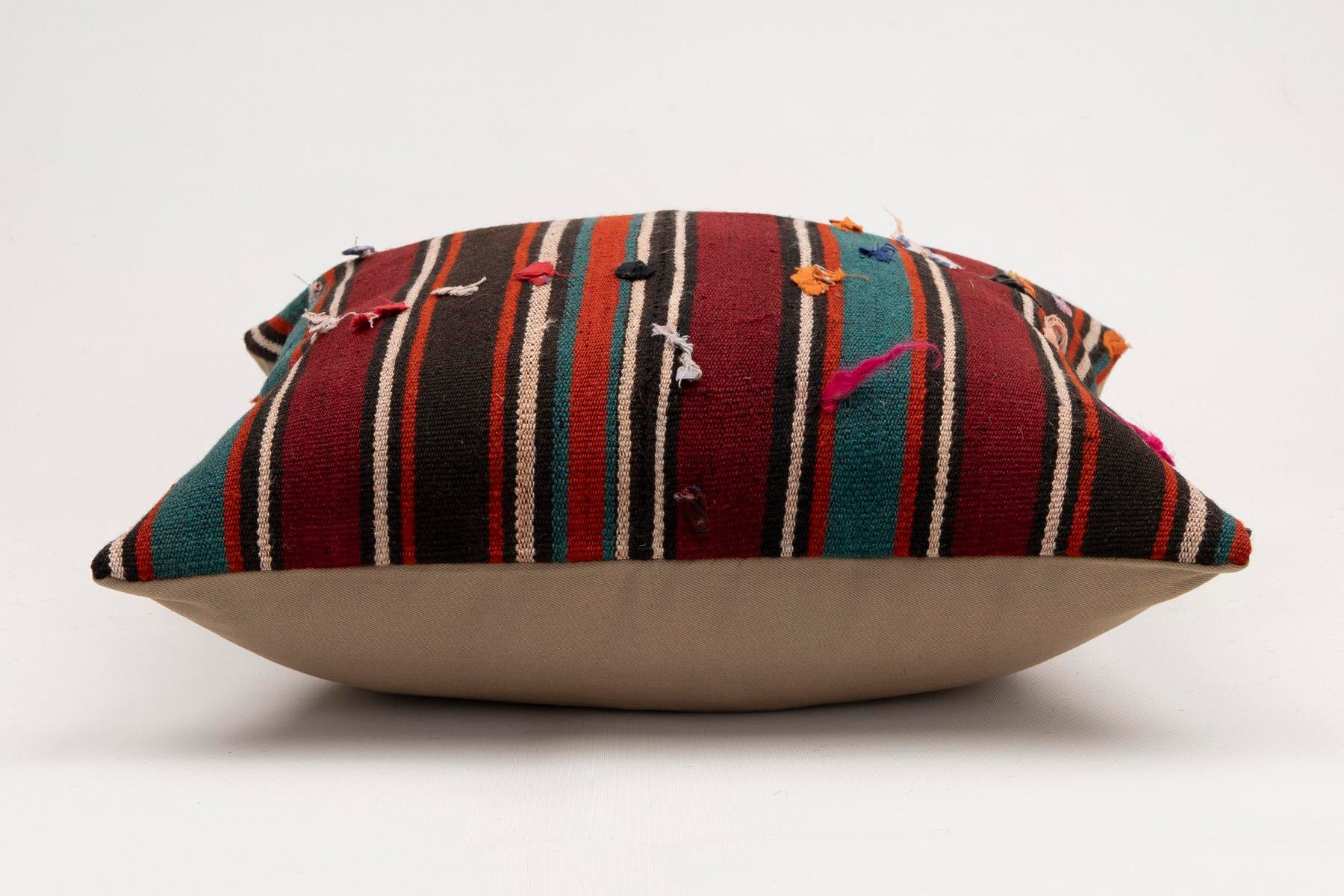 20x20 inches (50x50 cm) Kilim Pillow | KILIM WHOLESALE - Vintage Handmade Pillows - Vintage Handmade Kilim Rugs - It is 100% wool. Artistic and historical rugs. Old handwoven rugs. - Online hand woven rugs and kilim cushions sales. Shipping to a