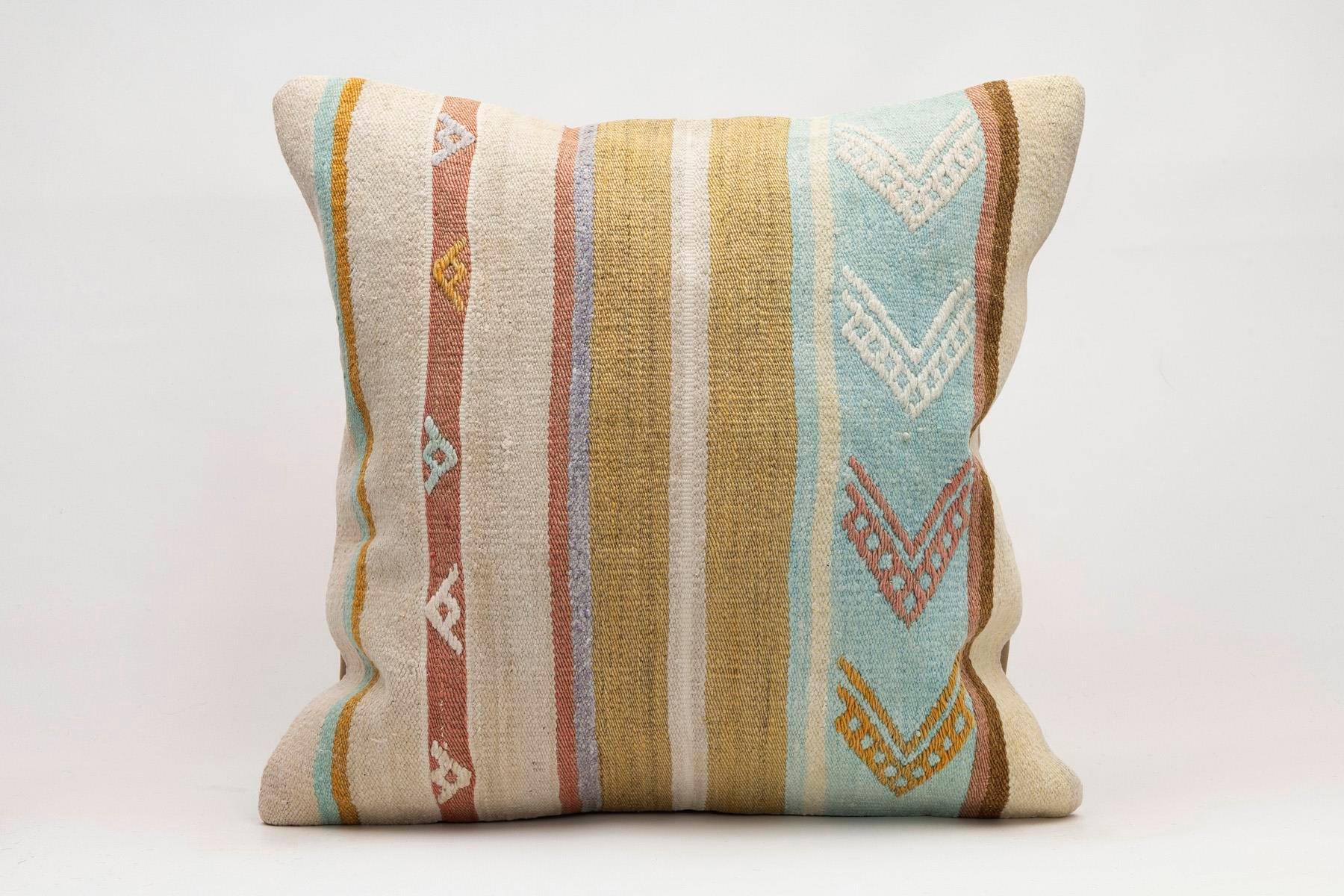20x20 inches (50x50 cm) Kilim Pillow | KILIM WHOLESALE - Vintage Handmade Pillows - Vintage Handmade Kilim Rugs - It is 100% wool. Artistic and historical rugs. Old handwoven rugs. - Online hand woven rugs and kilim cushions sales. Shipping to a