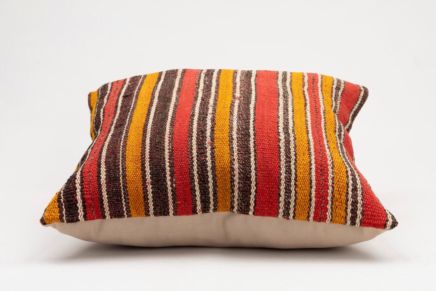 20x20 inches (50x50 cm) Kilim Pillow | KILIM WHOLESALE - Vintage Handmade Pillows - Vintage Handmade Kilim Rugs - It is 100% wool. Artistic and historical rugs. Old handwoven rugs. - Online hand woven rugs and kilim cushions sales. Shipping to a