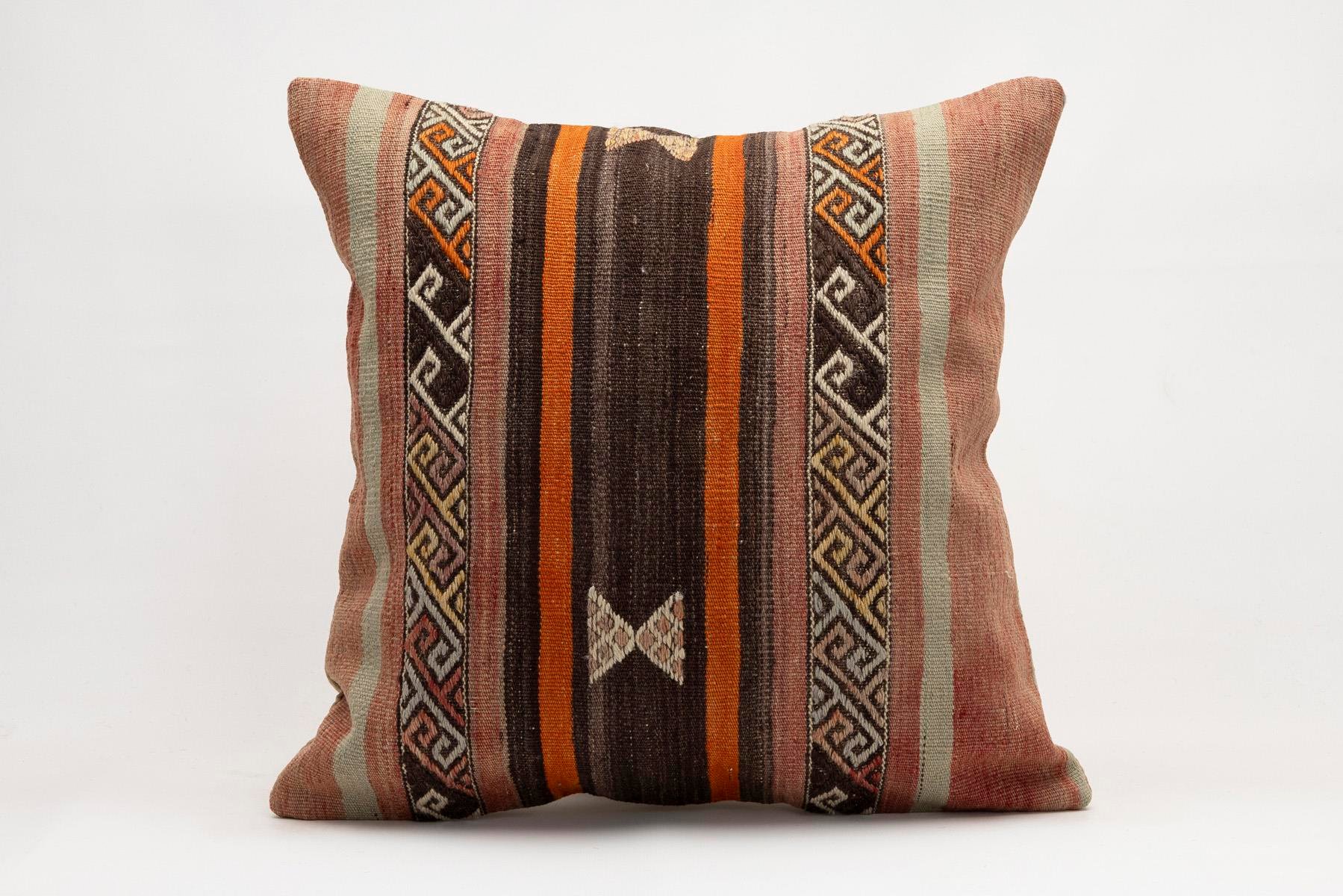 20x20 inches (50x50 cm) Kilim Pillow | KILIM WHOLESALE - Vintage Handmade Pillows - Vintage Handmade Kilim Rugs - It is 100% wool. Artistic and historical rugs. Old handwoven rugs. - Online hand woven rugs and kilim cushions sales. Shipping to a