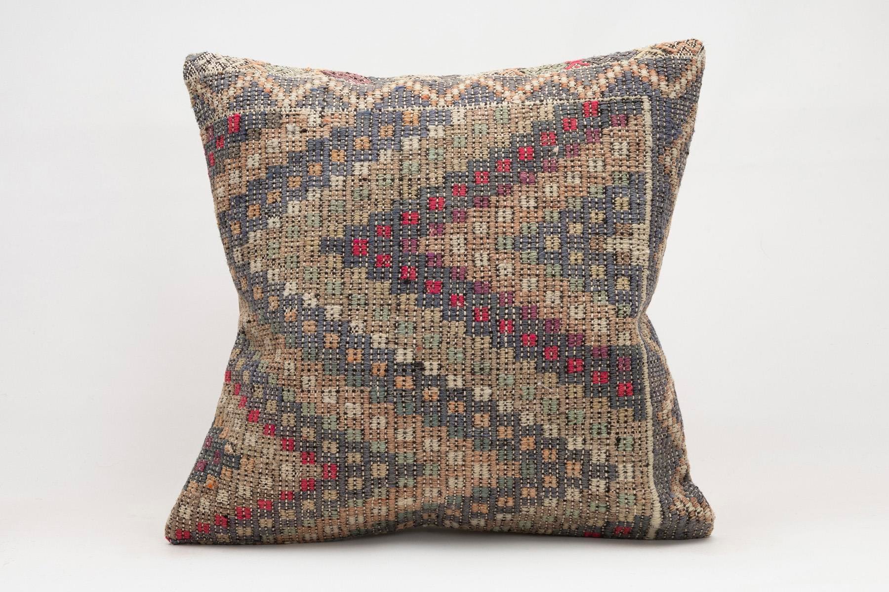 20x20 inches (50x50 cm) Kilim Pillow | KILIM WHOLESALE - Vintage Handmade Pillows - Vintage Handmade Kilim Rugs - It is 100% wool. Artistic and historical rugs. Old handwoven rugs. - Online hand woven rugs and kilim cushions sales. Shipping to a