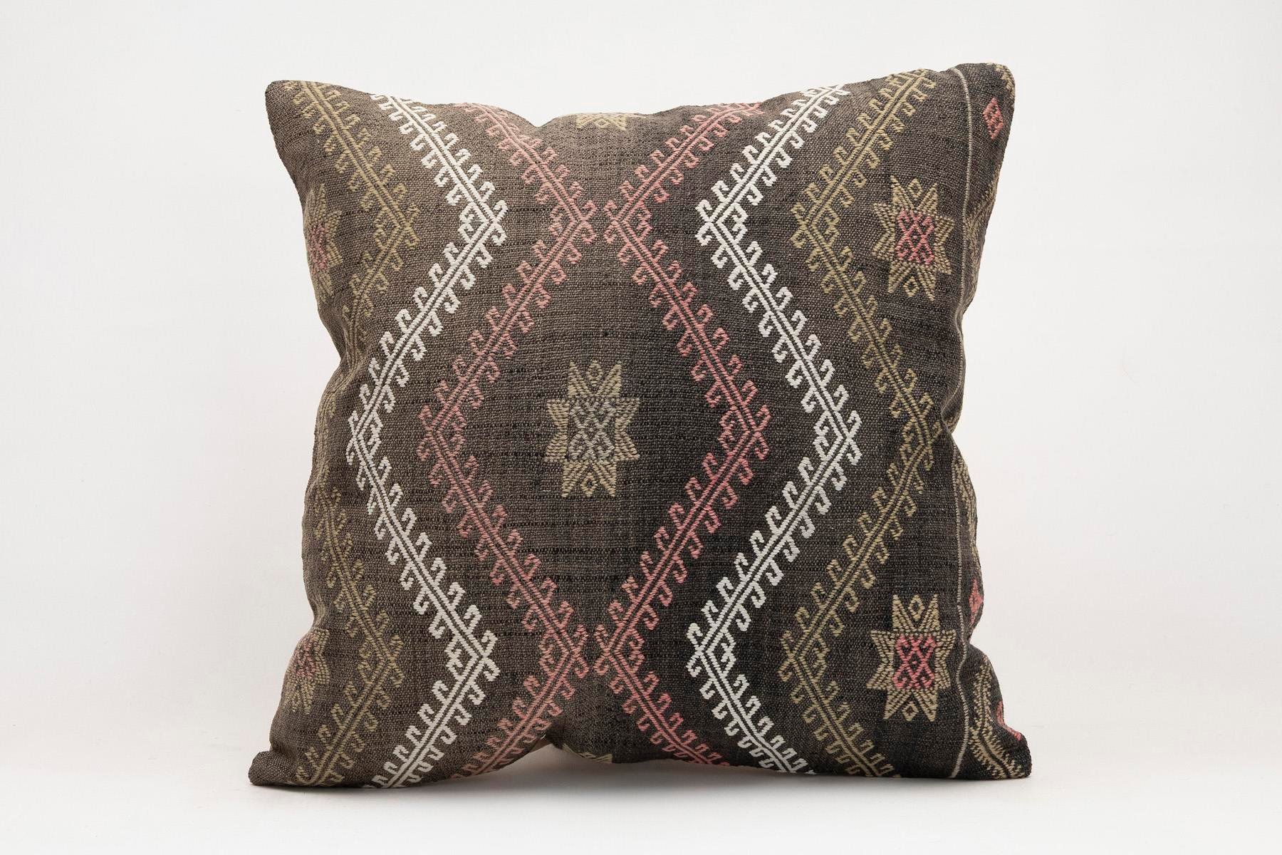 20x20 inches (50x50 cm) Kilim Pillow | KILIM WHOLESALE - Vintage Handmade Pillows - Vintage Handmade Kilim Rugs - It is 100% wool. Artistic and historical rugs. Old handwoven rugs. - Online hand woven rugs and kilim cushions sales. Shipping to a