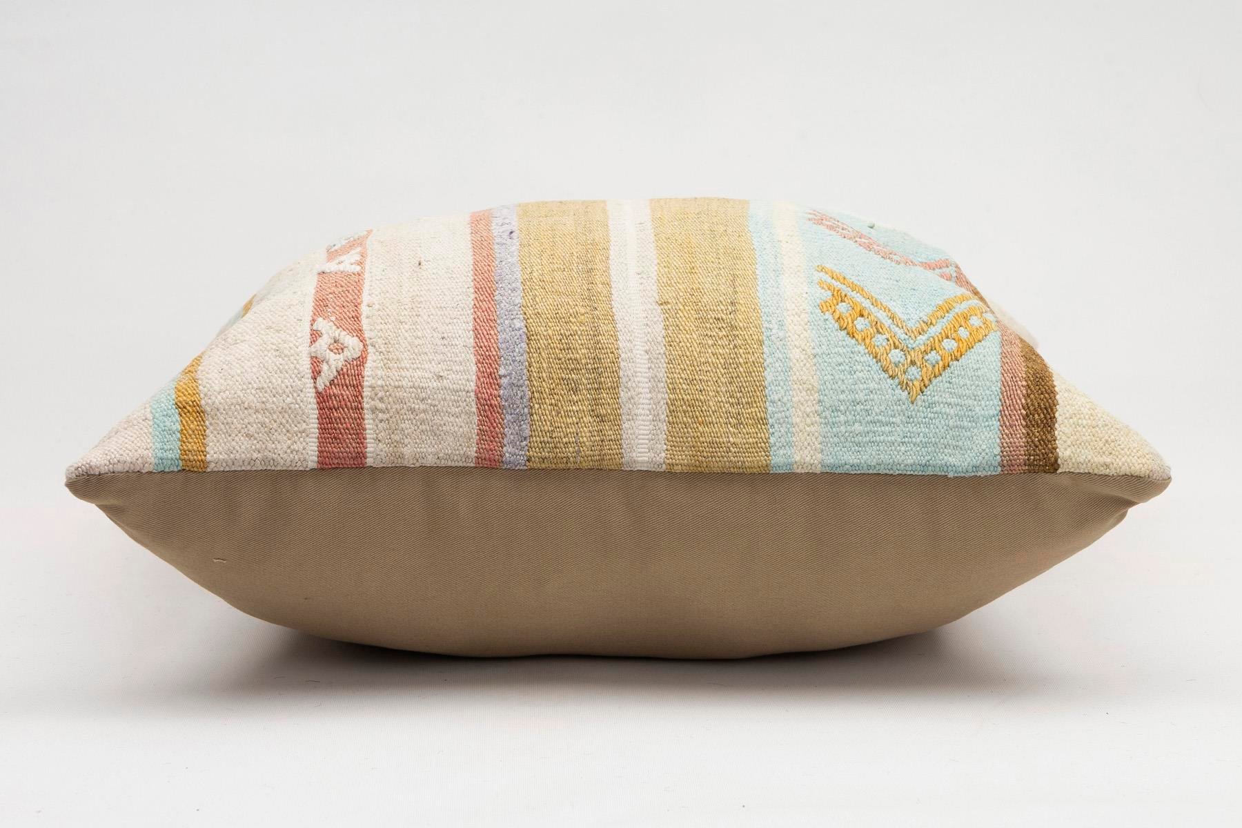 20x20 inches (50x50 cm) Kilim Pillow | KILIM WHOLESALE - Vintage Handmade Pillows - Vintage Handmade Kilim Rugs - It is 100% wool. Artistic and historical rugs. Old handwoven rugs. - Online hand woven rugs and kilim cushions sales. Shipping to a