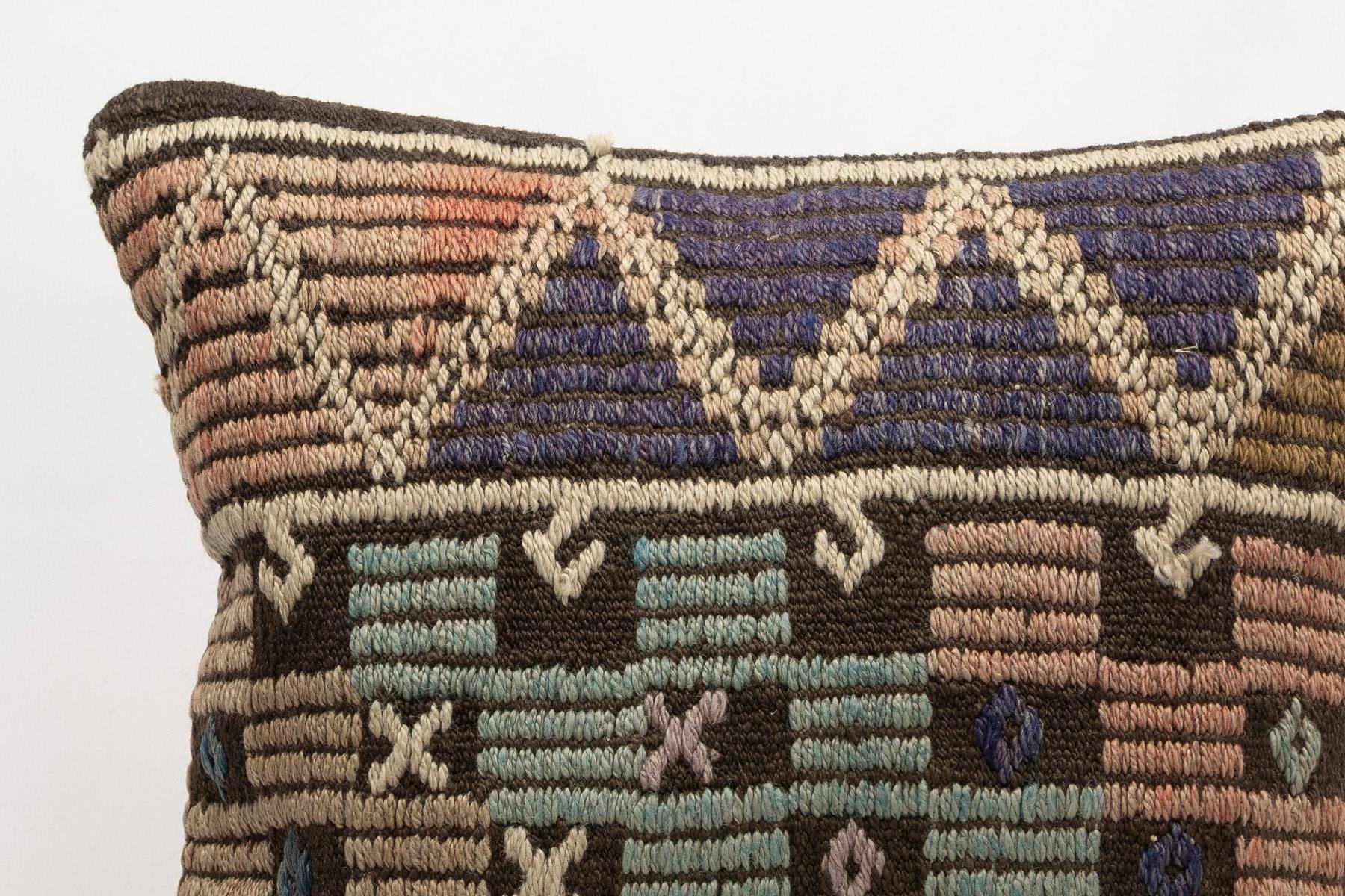 20x20 inches (50x50 cm) Kilim Pillow | KILIM WHOLESALE - Vintage Handmade Pillows - Vintage Handmade Kilim Rugs - It is 100% wool. Artistic and historical rugs. Old handwoven rugs. - Online hand woven rugs and kilim cushions sales. Shipping to a