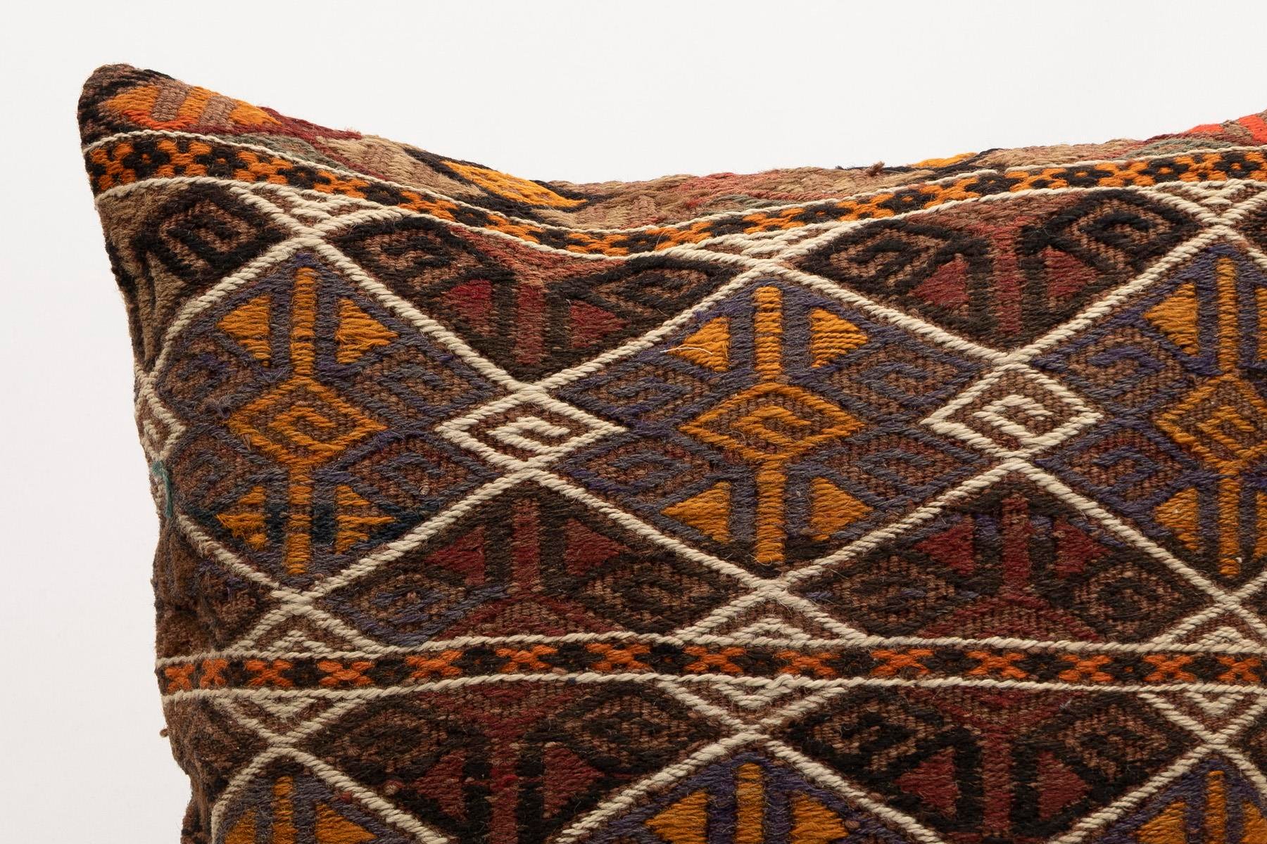 20x20 inches (50x50 cm) Kilim Pillow | KILIM WHOLESALE - Vintage Handmade Pillows - Vintage Handmade Kilim Rugs - It is 100% wool. Artistic and historical rugs. Old handwoven rugs. - Online hand woven rugs and kilim cushions sales. Shipping to a