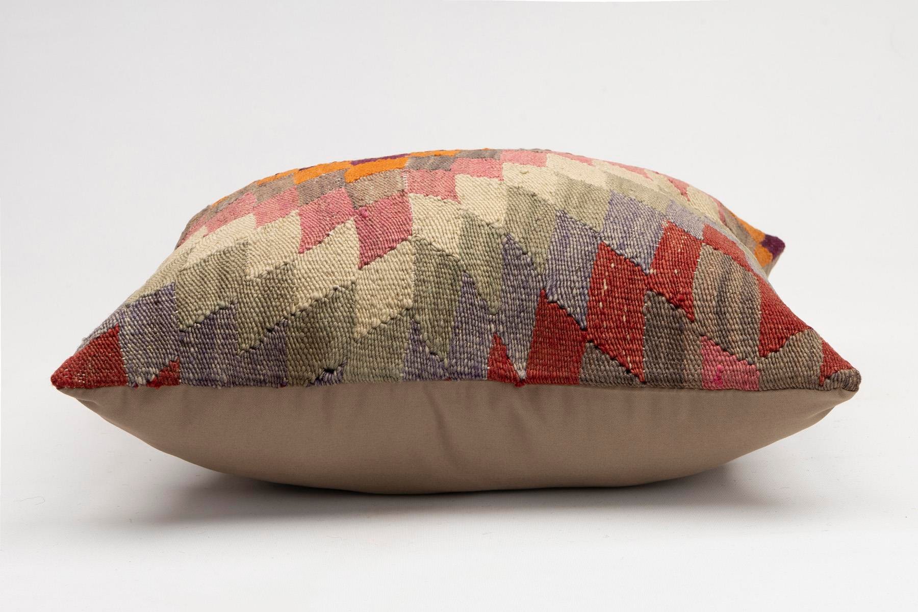 20x20 inches (50x50 cm) Kilim Pillow | KILIM WHOLESALE - Vintage Handmade Pillows - Vintage Handmade Kilim Rugs - It is 100% wool. Artistic and historical rugs. Old handwoven rugs. - Online hand woven rugs and kilim cushions sales. Shipping to a