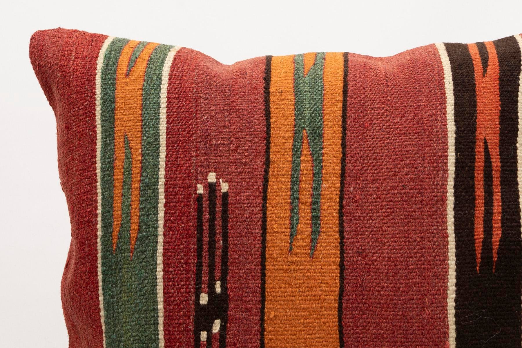 20x20 inches (50x50 cm) Kilim Pillow | KILIM WHOLESALE - Vintage Handmade Pillows - Vintage Handmade Kilim Rugs - It is 100% wool. Artistic and historical rugs. Old handwoven rugs. - Online hand woven rugs and kilim cushions sales. Shipping to a