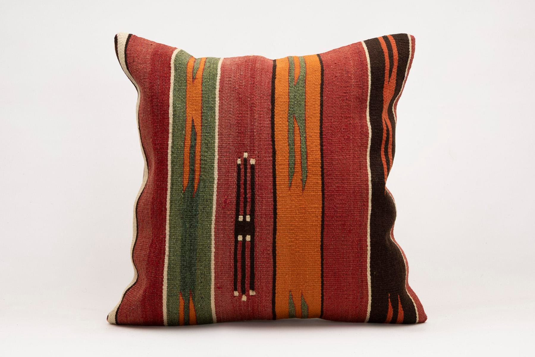 20x20 inches (50x50 cm) Kilim Pillow | KILIM WHOLESALE - Vintage Handmade Pillows - Vintage Handmade Kilim Rugs - It is 100% wool. Artistic and historical rugs. Old handwoven rugs. - Online hand woven rugs and kilim cushions sales. Shipping to a