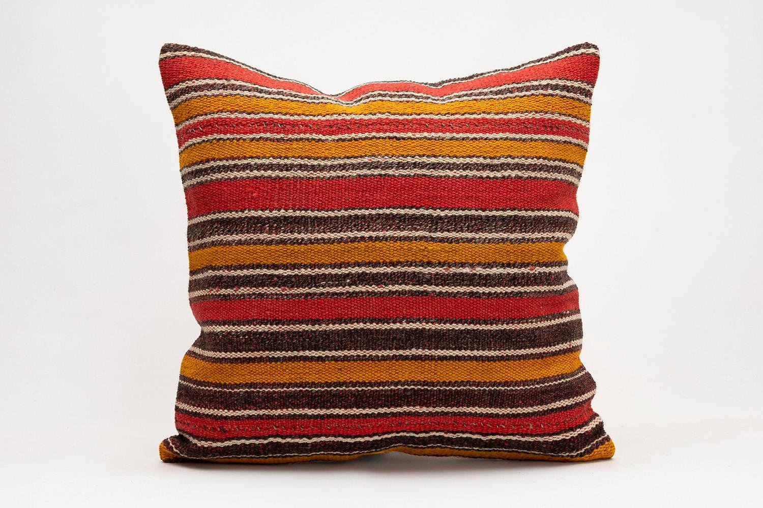 20x20 inches (50x50 cm) Kilim Pillow | KILIM WHOLESALE - Vintage Handmade Pillows - Vintage Handmade Kilim Rugs - It is 100% wool. Artistic and historical rugs. Old handwoven rugs. - Online hand woven rugs and kilim cushions sales. Shipping to a