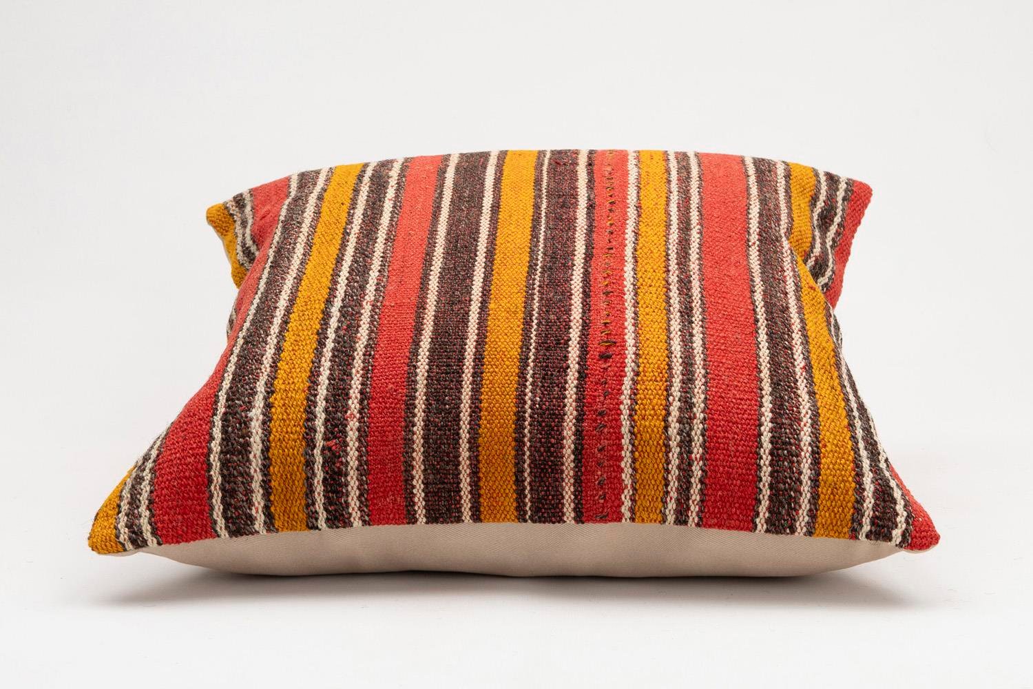 20x20 inches (50x50 cm) Kilim Pillow | KILIM WHOLESALE - Vintage Handmade Pillows - Vintage Handmade Kilim Rugs - It is 100% wool. Artistic and historical rugs. Old handwoven rugs. - Online hand woven rugs and kilim cushions sales. Shipping to a