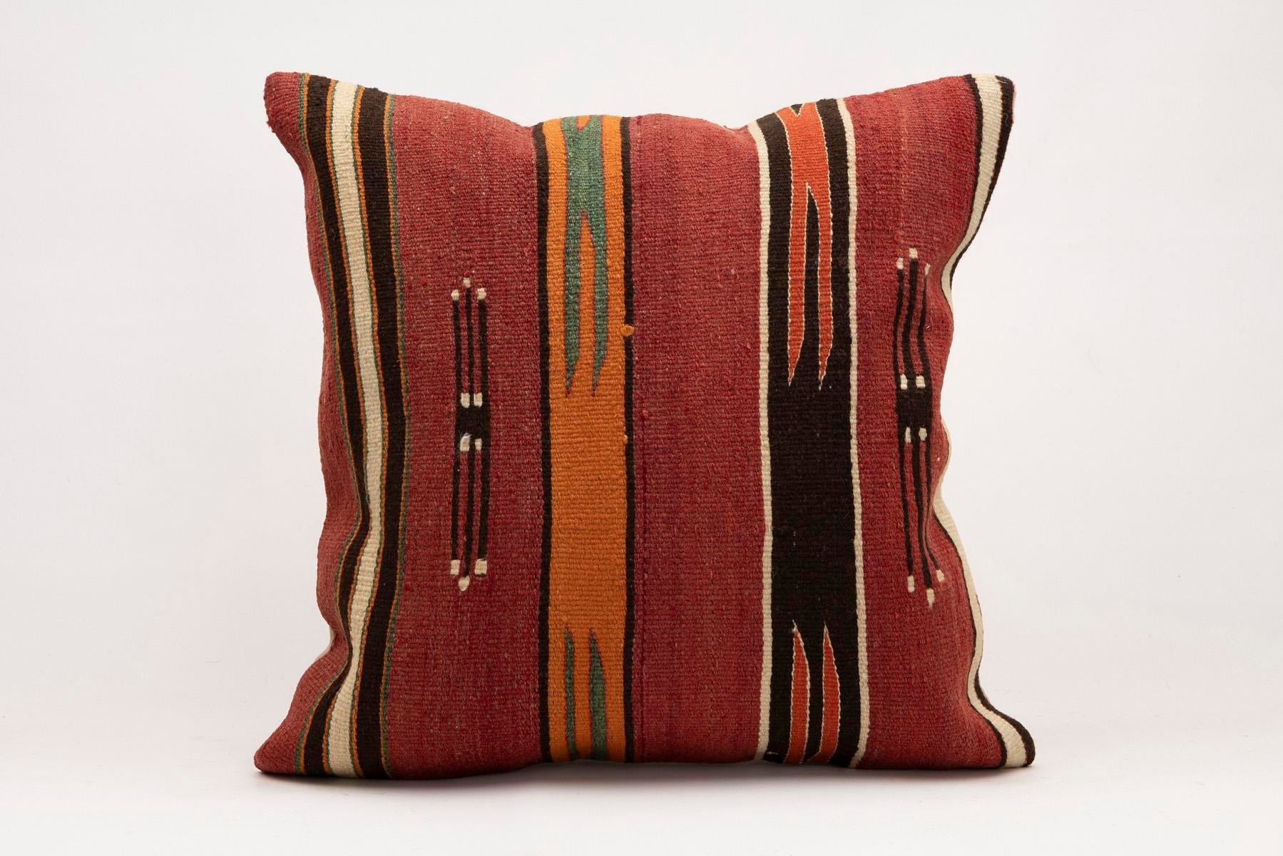 20x20 inches (50x50 cm) Kilim Pillow | KILIM WHOLESALE - Vintage Handmade Pillows - Vintage Handmade Kilim Rugs - It is 100% wool. Artistic and historical rugs. Old handwoven rugs. - Online hand woven rugs and kilim cushions sales. Shipping to a