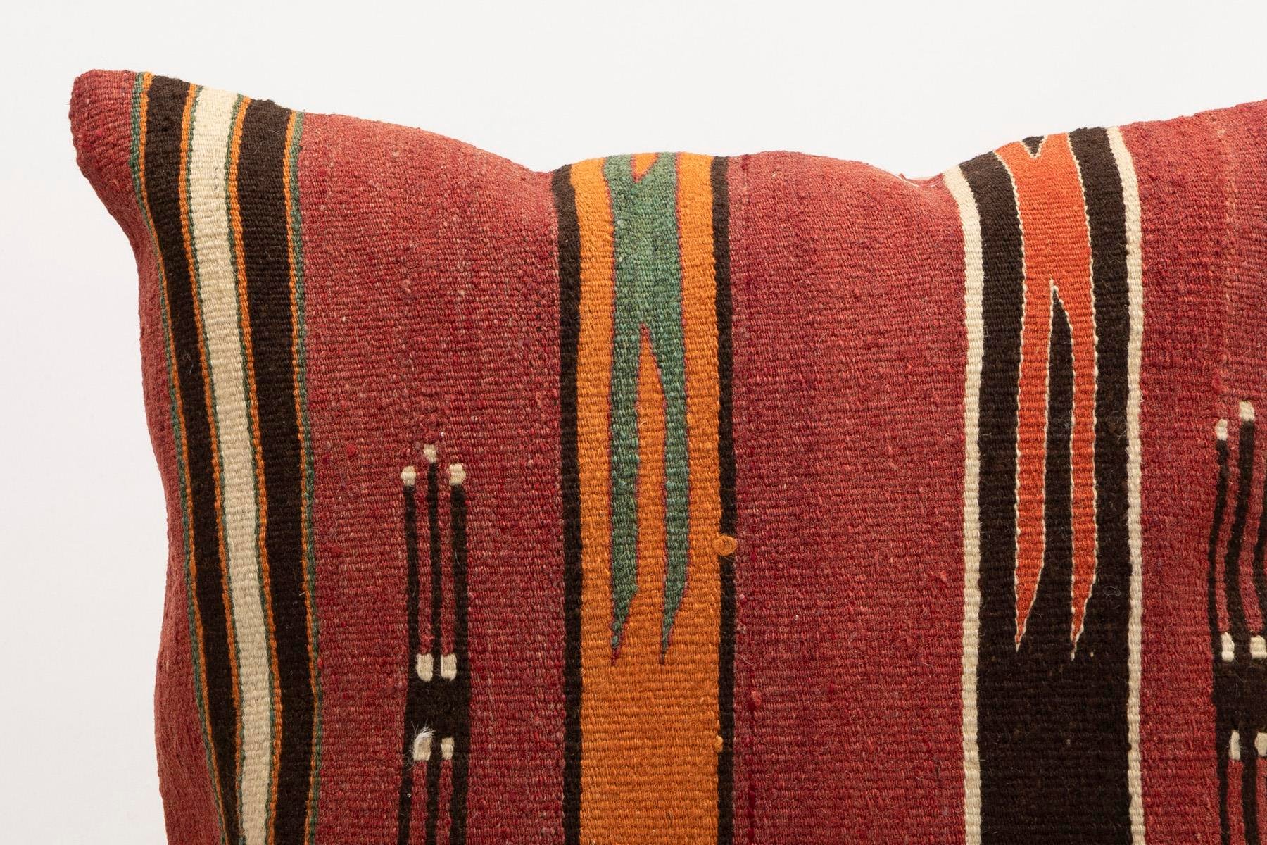 20x20 inches (50x50 cm) Kilim Pillow | KILIM WHOLESALE - Vintage Handmade Pillows - Vintage Handmade Kilim Rugs - It is 100% wool. Artistic and historical rugs. Old handwoven rugs. - Online hand woven rugs and kilim cushions sales. Shipping to a