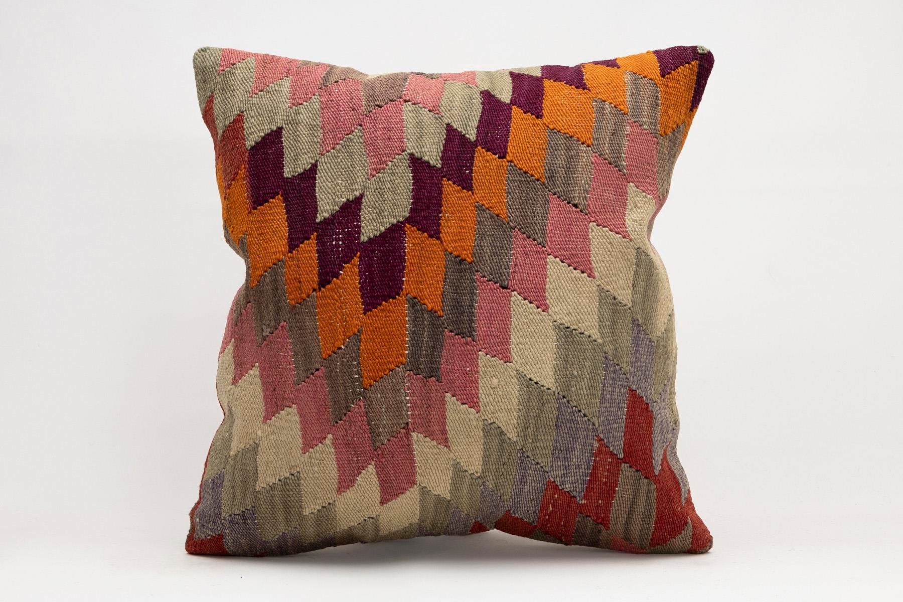 20x20 inches (50x50 cm) Kilim Pillow | KILIM WHOLESALE - Vintage Handmade Pillows - Vintage Handmade Kilim Rugs - It is 100% wool. Artistic and historical rugs. Old handwoven rugs. - Online hand woven rugs and kilim cushions sales. Shipping to a